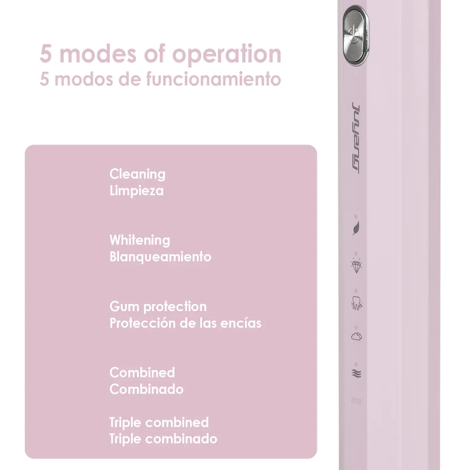 Cepillo de dientes eléctrico sónico ET05. Incluye 5 cabezales.
