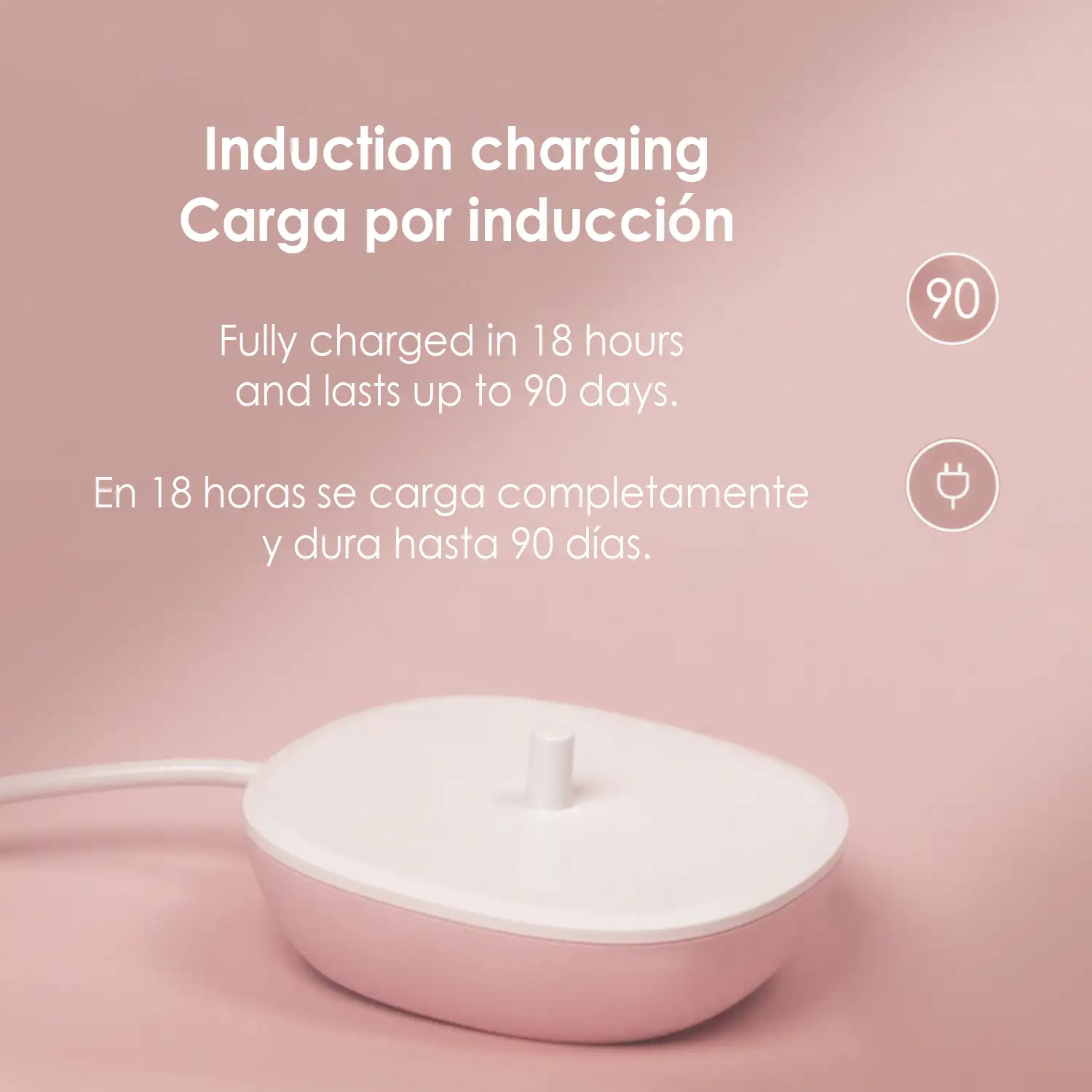 Cepillo de dientes eléctrico sónico ET06 con 4 modos de cepillado y base de carga. Incluye 2 cabezales.