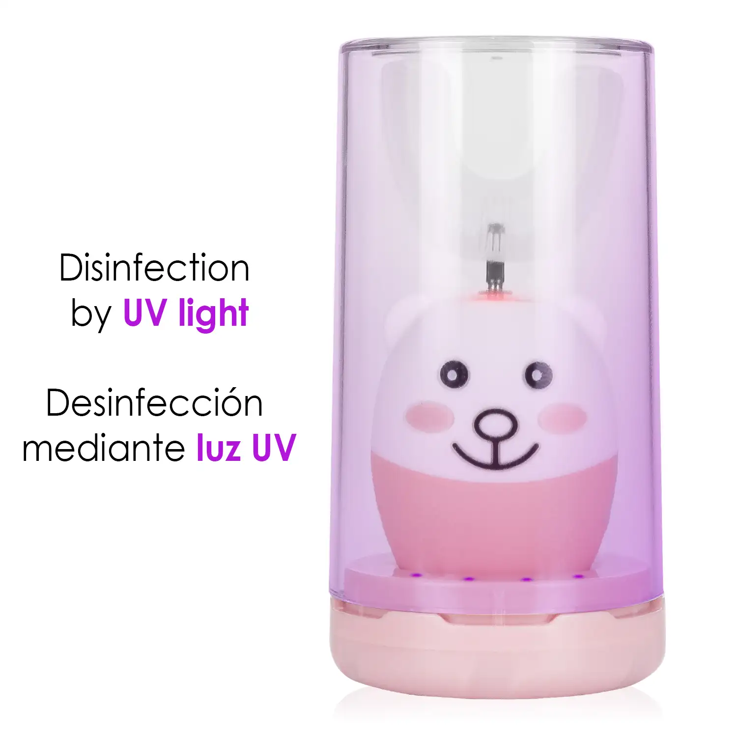 Cepillo de dientes infantil ET08 en forma de U eléctrico sónico. Con base de carga, campana y luz esterilizadora.