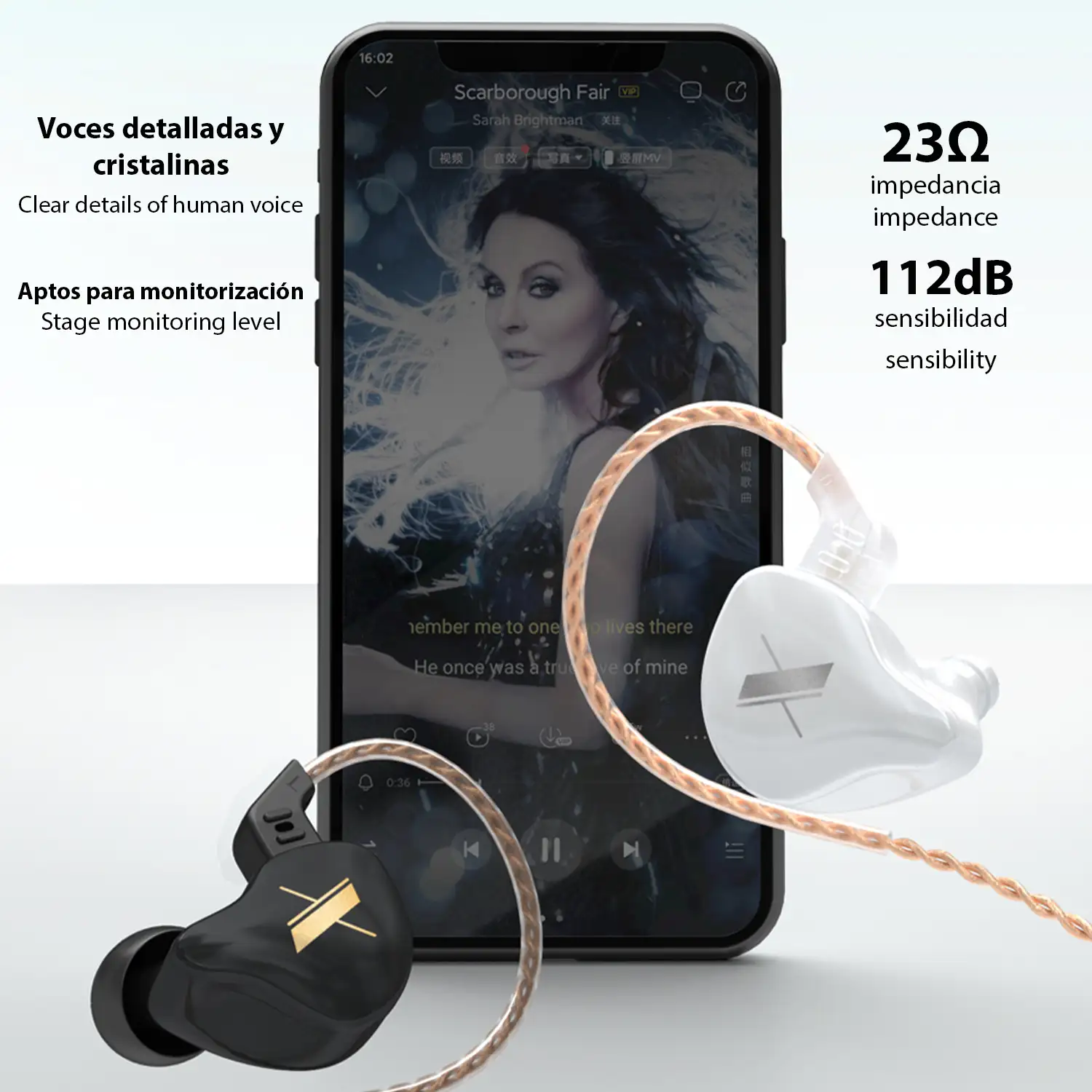 Auriculares dinámicos in-ear KZ EDX de alta fidelidad. Cable con micro, conexión jack 3,5mm.