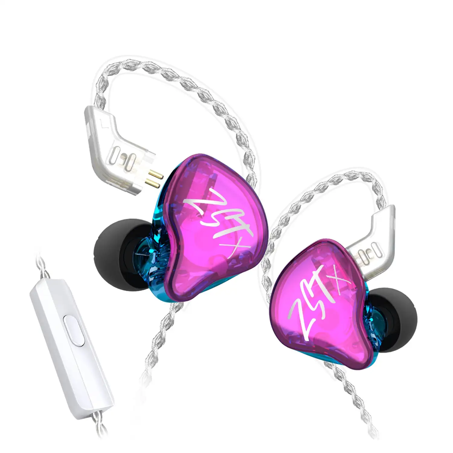 Auriculares híbridos in-ear KZ ZST X de alta fidelidad. 1 controlador de armadura balanceada + 1 controlador dinámico. Cable con micro, conexión jack 3,5mm.