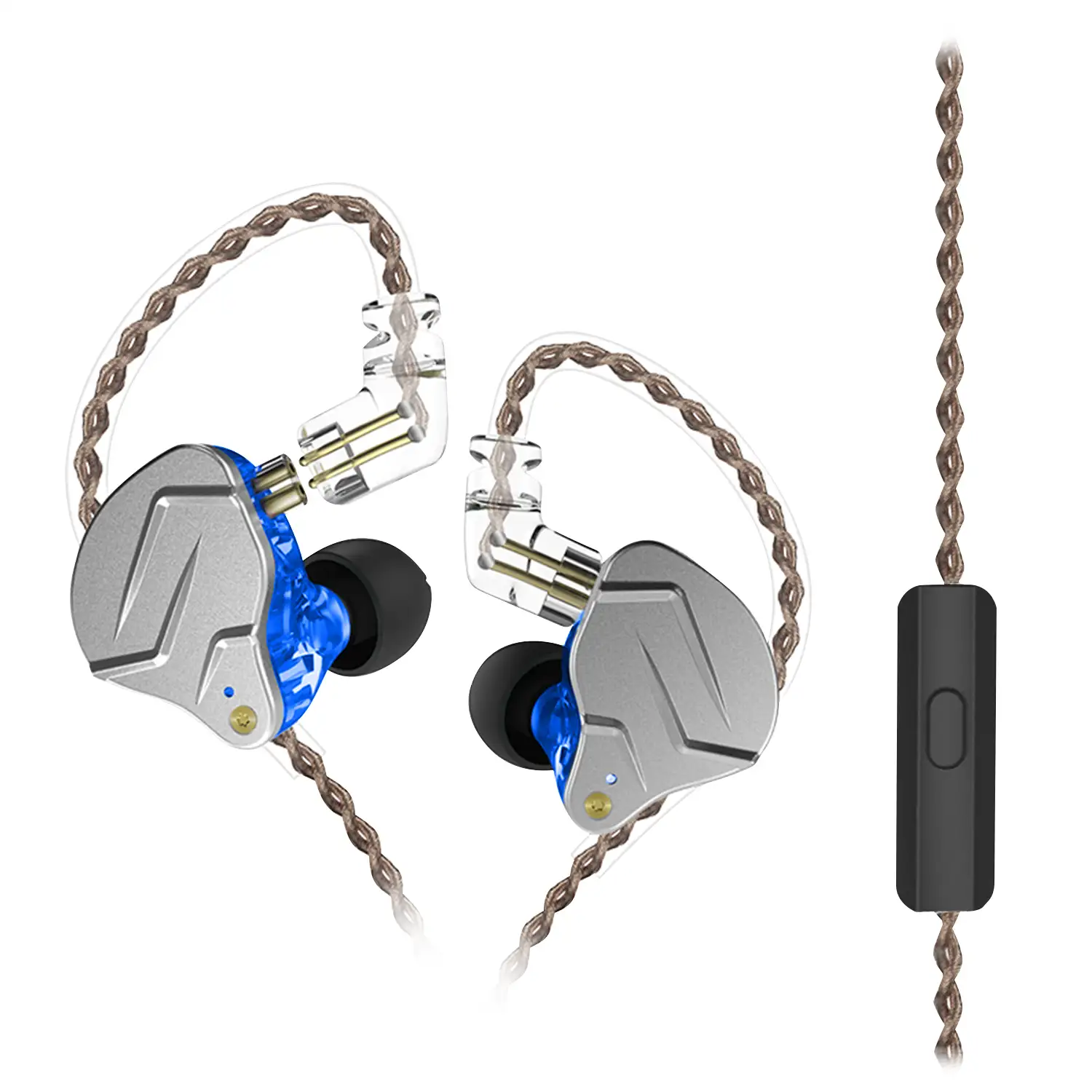 Auriculares híbridos in-ear KZ ZSN PRO de alta fidelidad. 1 controlador de armadura balanceada + 1 controlador dinámico. Cable con micro, conexión jack 3,5mm.