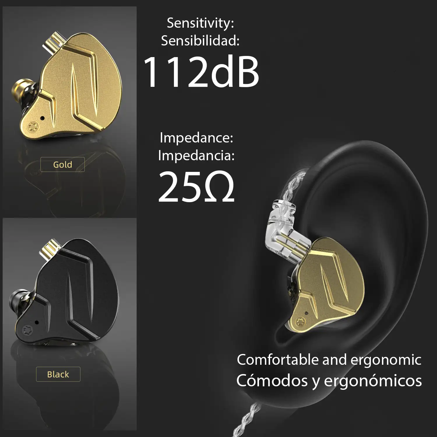 Auriculares híbridos in-ear KZ ZSN PRO X de alta fidelidad. 1 controlador de armadura balanceada + 1 controlador dinámico. Cable con micro, conexión jack 3,5mm.