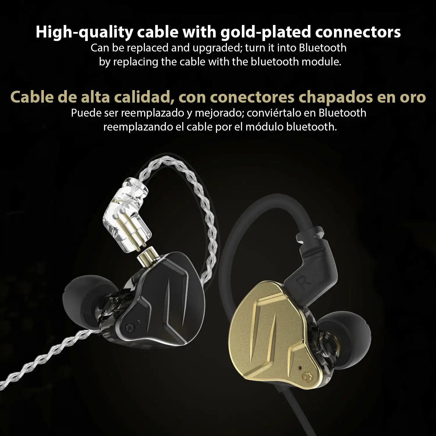 Auriculares híbridos in-ear KZ ZSN PRO X de alta fidelidad. 1 controlador de armadura balanceada + 1 controlador dinámico. Cable con micro, conexión jack 3,5mm.