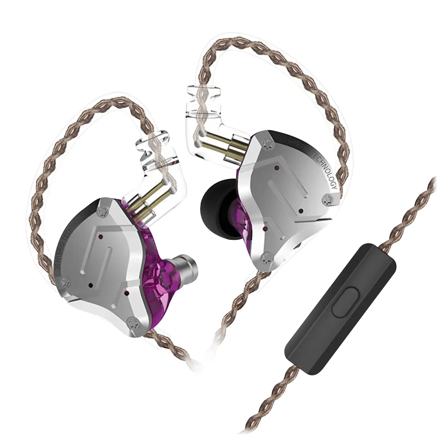 Auriculares híbridos in-ear KZ ZS10 PRO de alta fidelidad. 4 controladores de armadura balanceada + 1 controlador dinámico. Cable con micro, conexión jack 3,5mm.