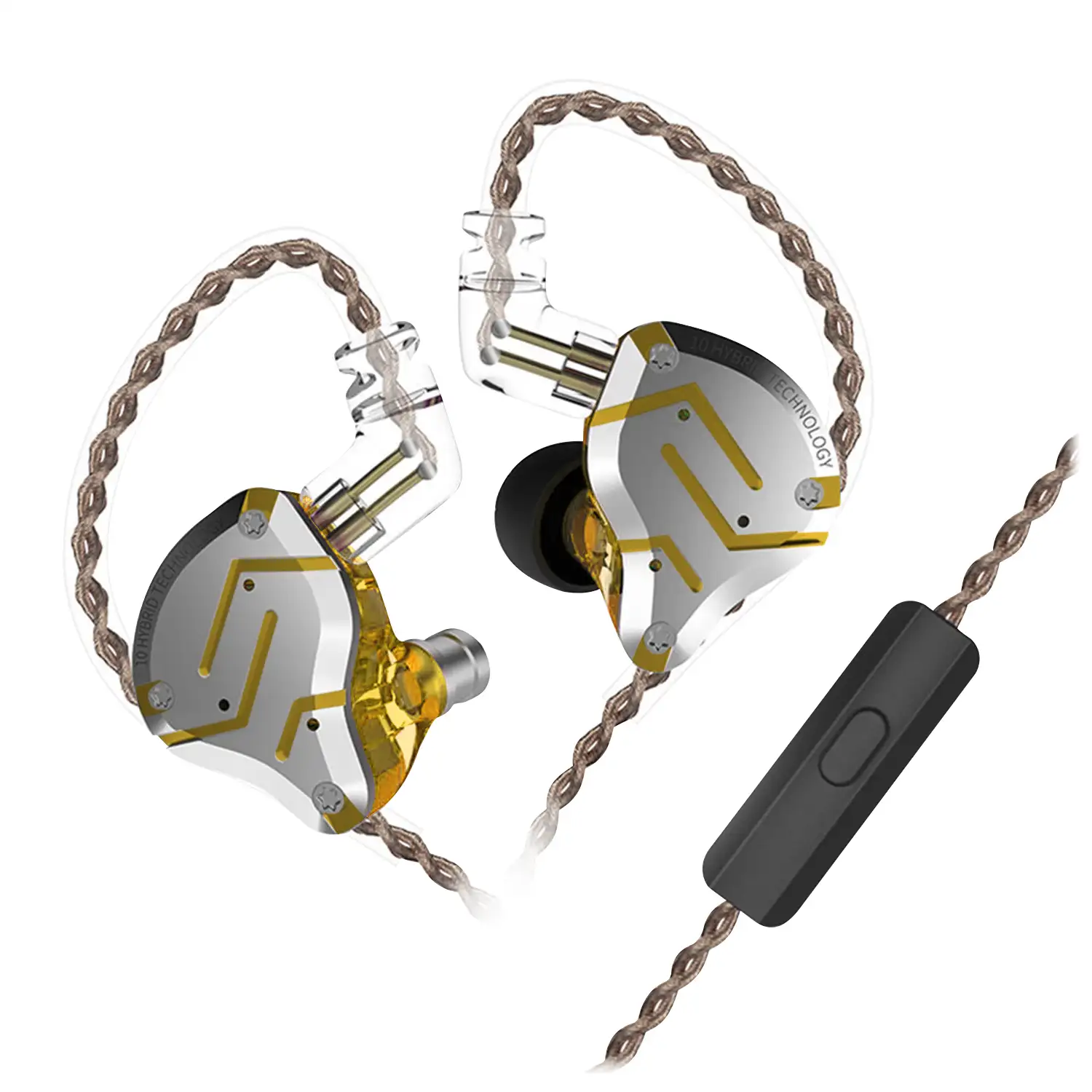 Auriculares híbridos in-ear KZ ZS10 PRO de alta fidelidad. 4 controladores de armadura balanceada + 1 controlador dinámico. Cable con micro, conexión jack 3,5mm.