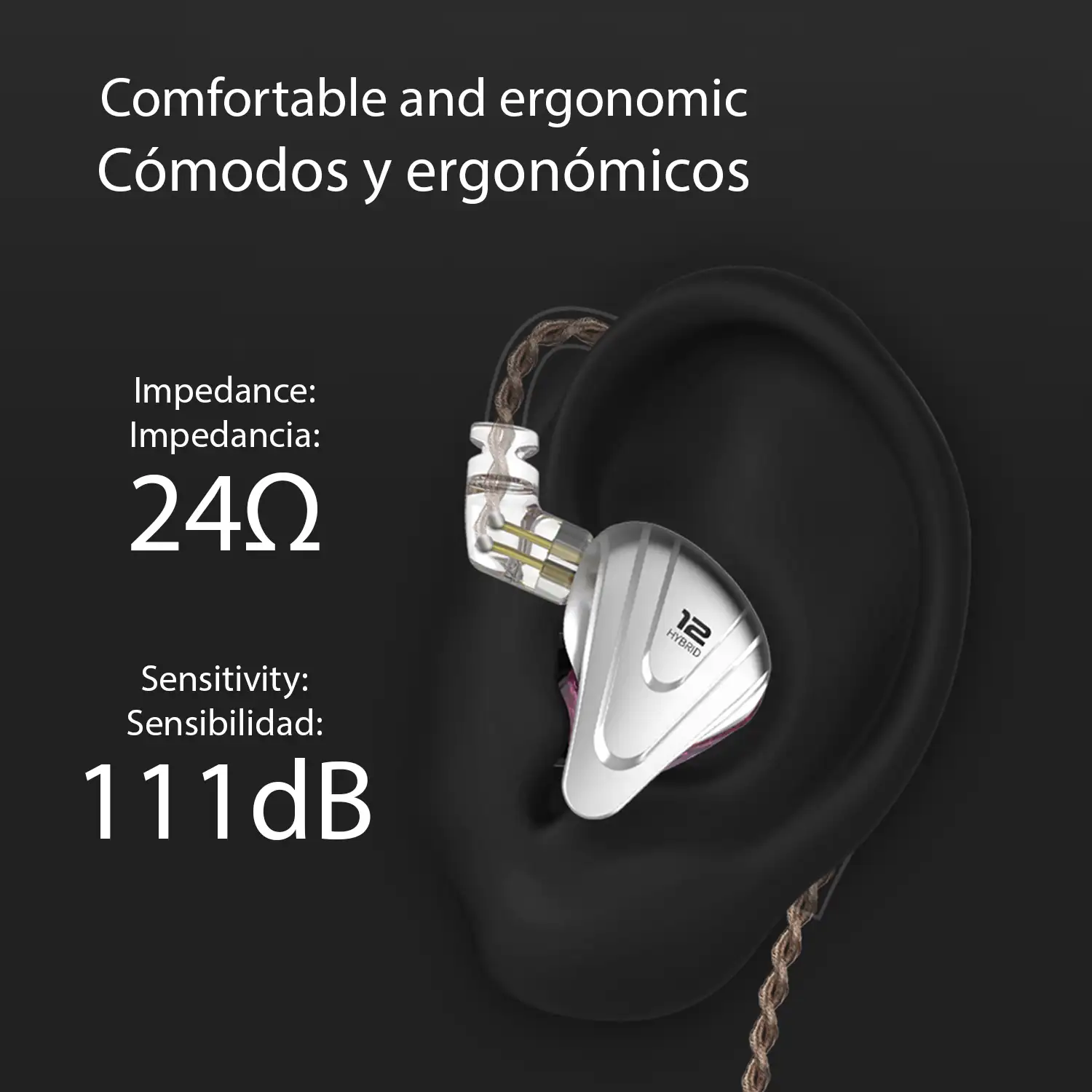 Auriculares híbridos in-ear KZ ZSX Terminator de alta fidelidad. 5 controladores de armadura balanceada + 1 controlador dinámico. Cable con micro, conexión jack 3,5mm.