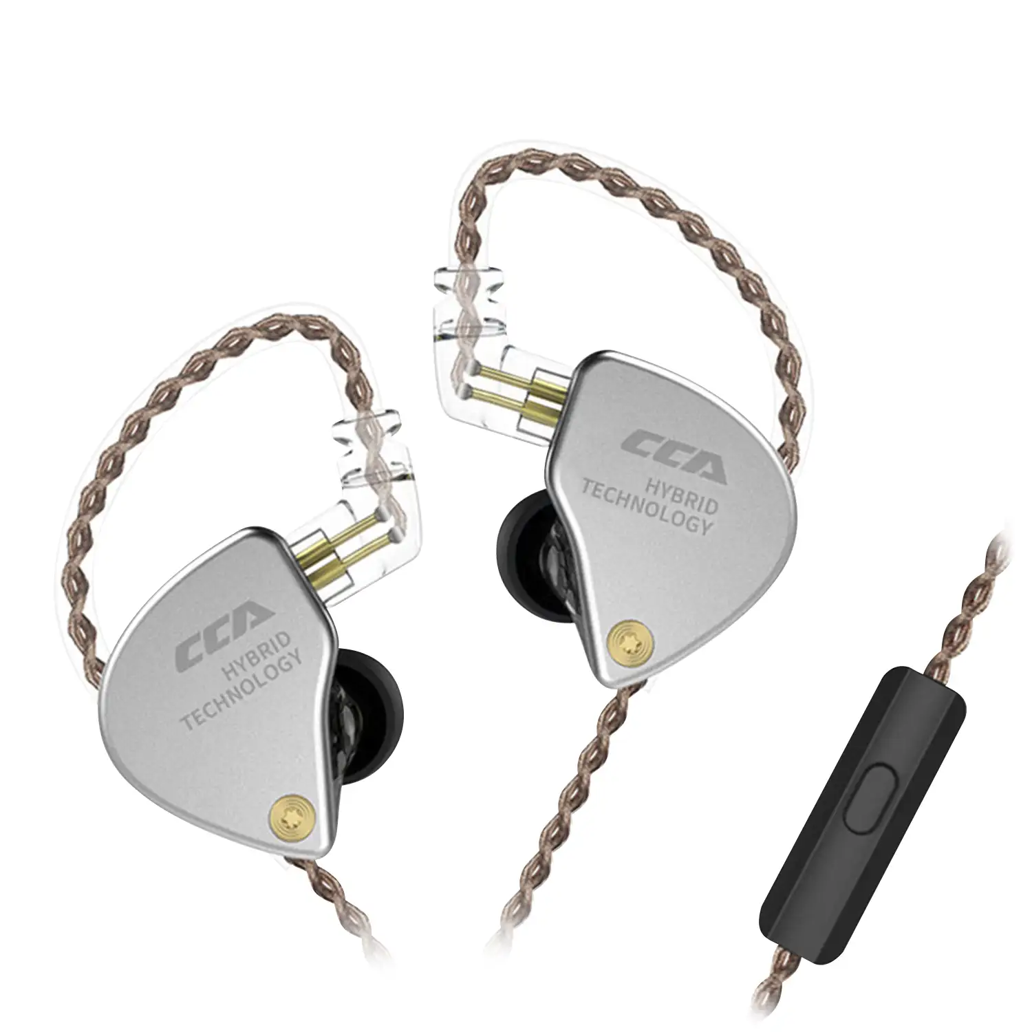 Auriculares híbridos in-ear CCA CA4 de alta fidelidad. 1 controlador de armadura balanceada + 1 controlador dinámico. Cable con micro, conexión jack 3,5mm.