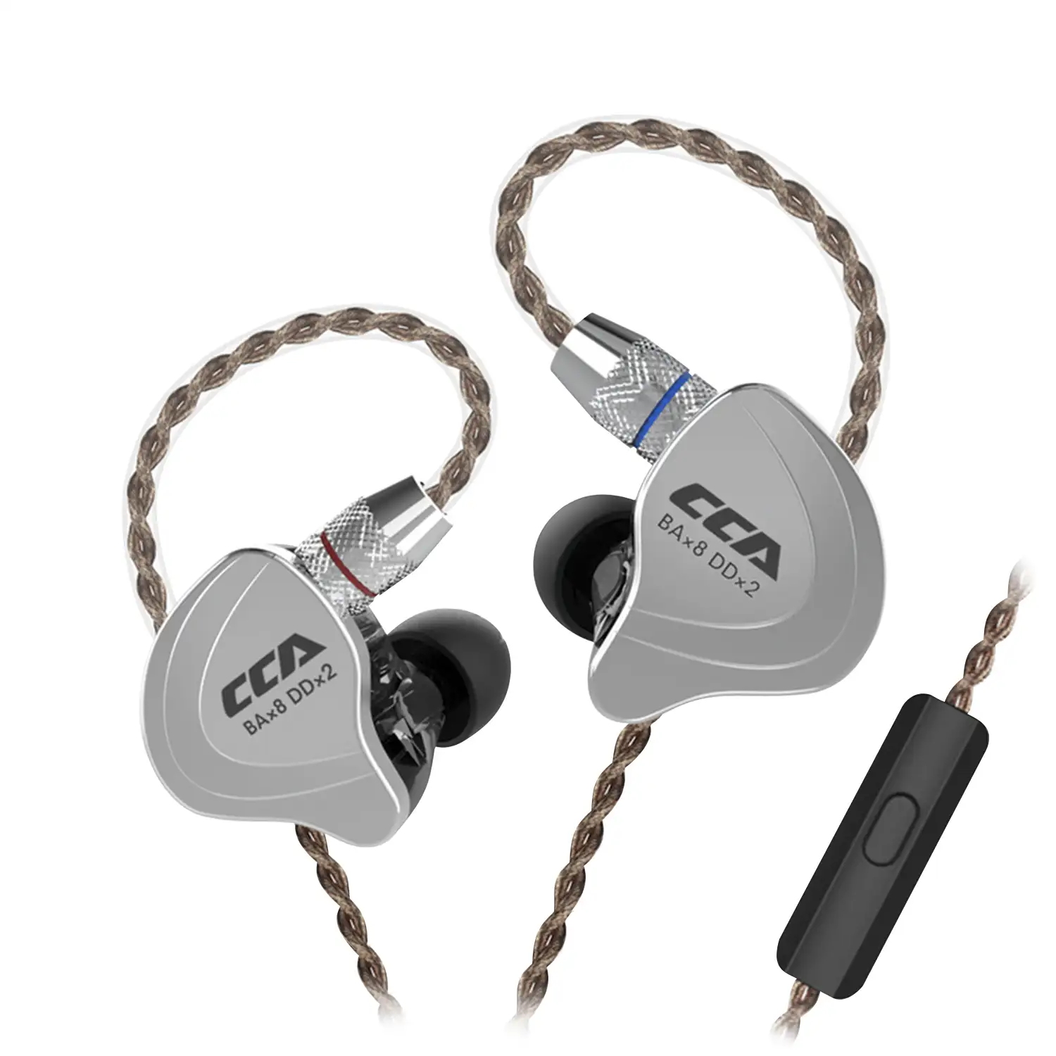 Auriculares híbridos in-ear CCA C10 de alta fidelidad. 4 controladores de armadura balanceada + 1 controlador dinámico. Cable con micro, conexión jack 3,5mm.