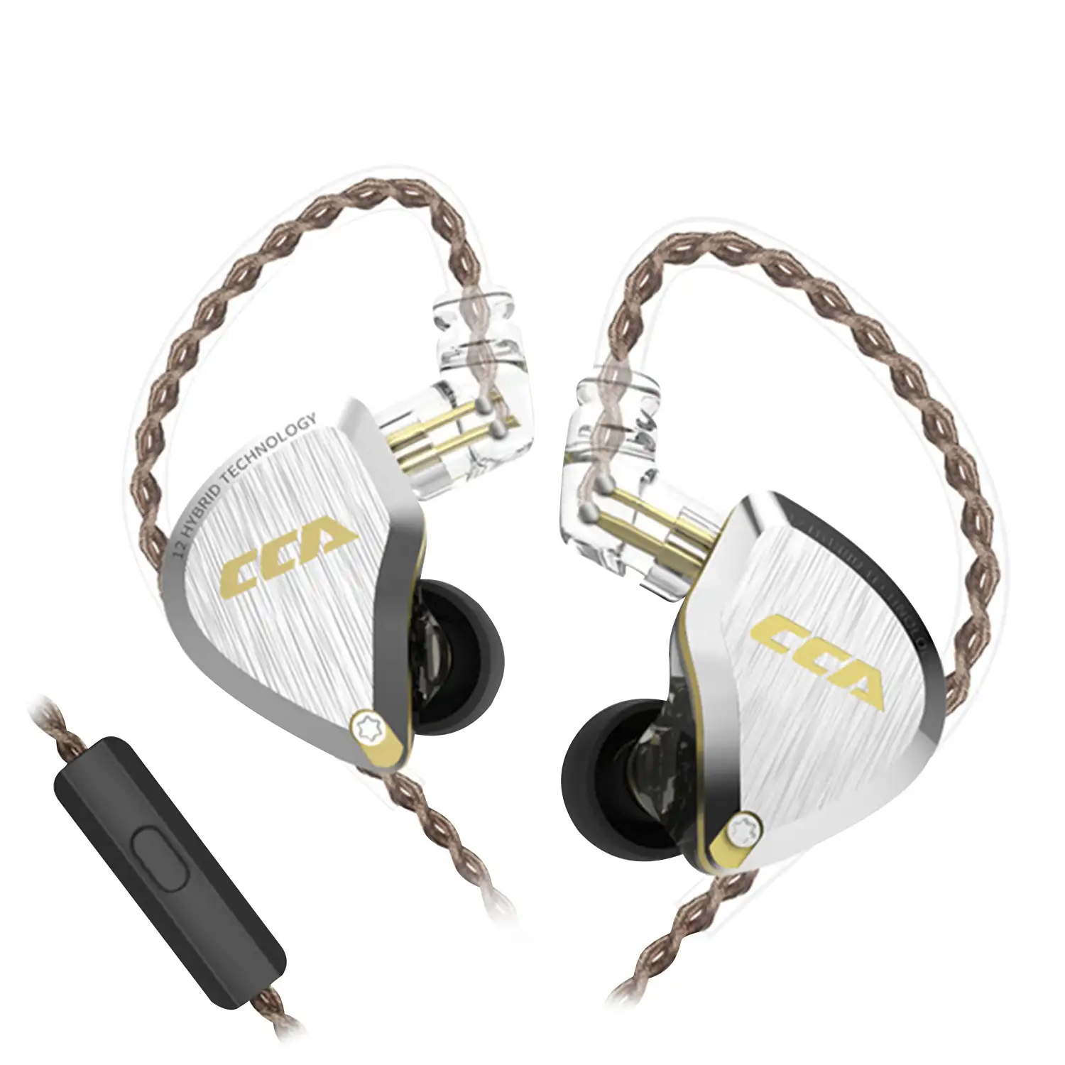 Auriculares híbridos in-ear CCA C12 de alta fidelidad. 5 controladores de armadura balanceada + 1 controlador dinámico. Cable con micro, conexión jack 3,5mm.