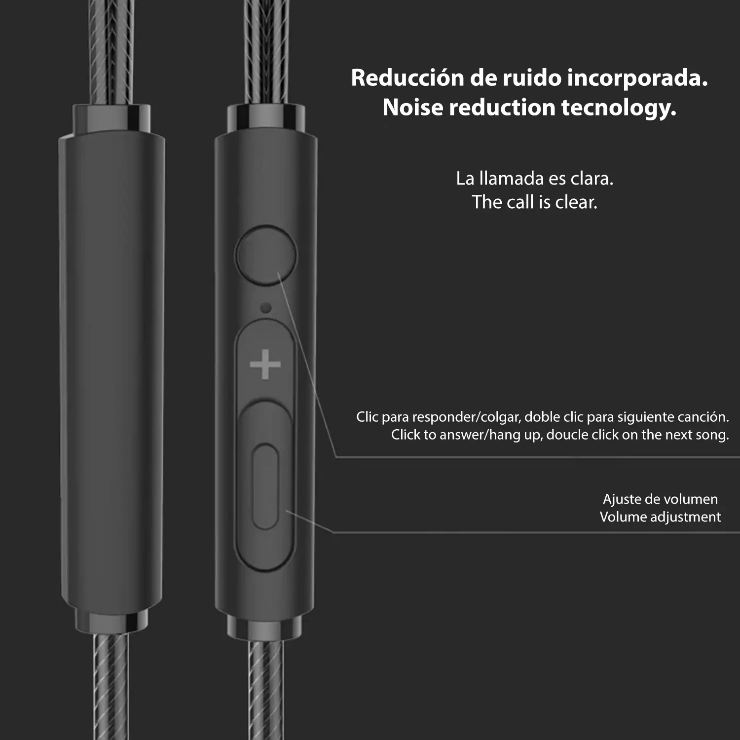 Auriculares in-ear S200 con cable, micro y control de volumen.