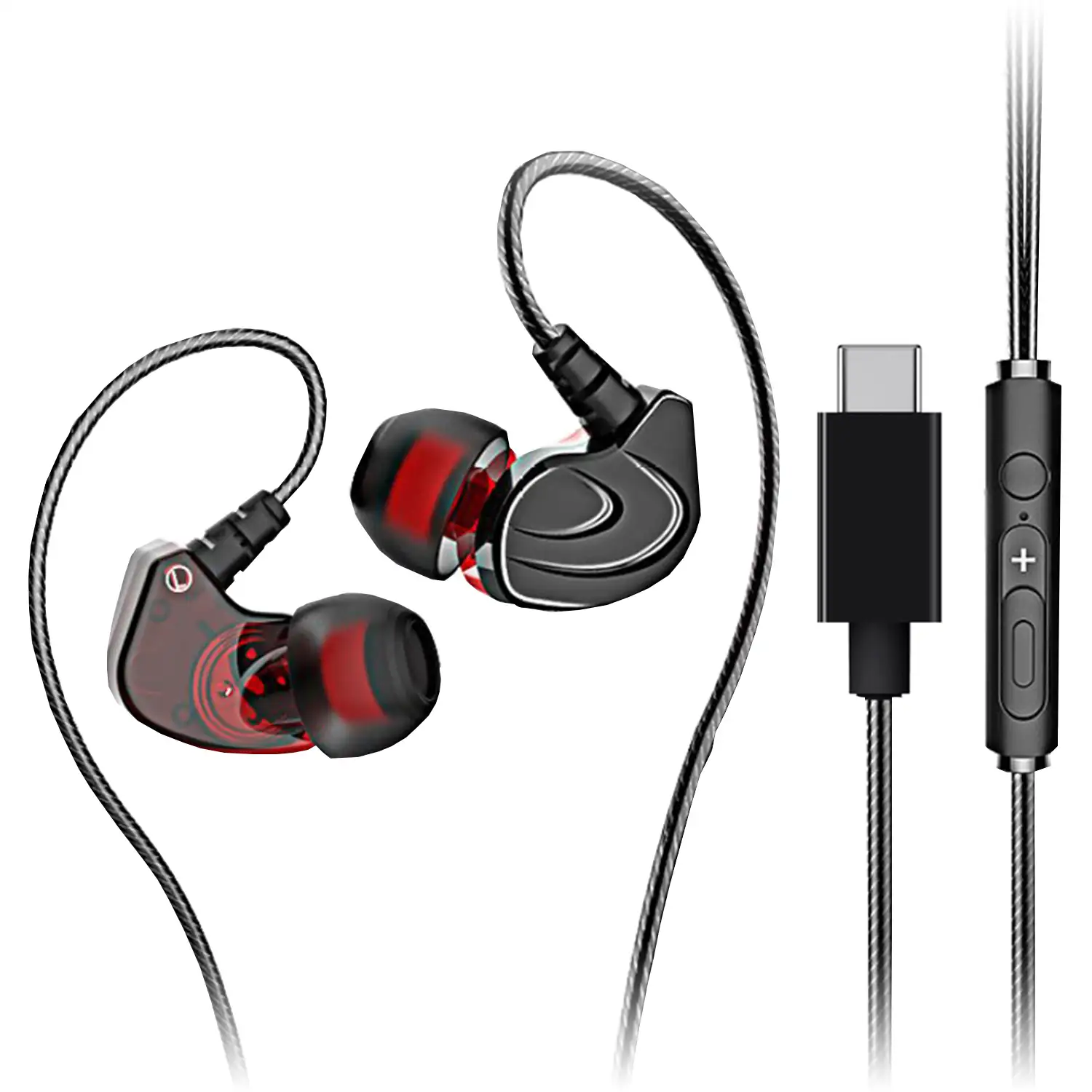 Auriculares in-ear T200 conexión Tipo C, con cable, micro y control de volumen.