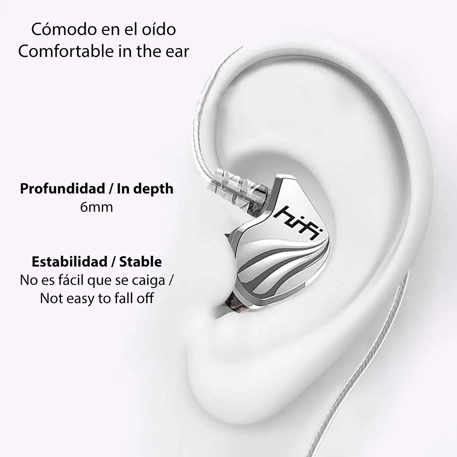 Auriculares in-ear S2000 HiFi con cable, micro y control de volumen.