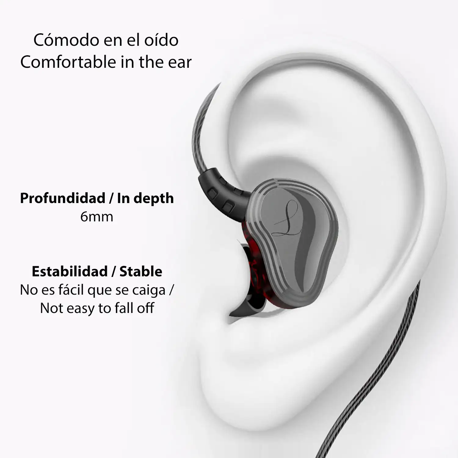 Auriculares in-ear D2000 HiFi con 2 controladores dinámicos. Cable reforzado, micro y control de volumen.