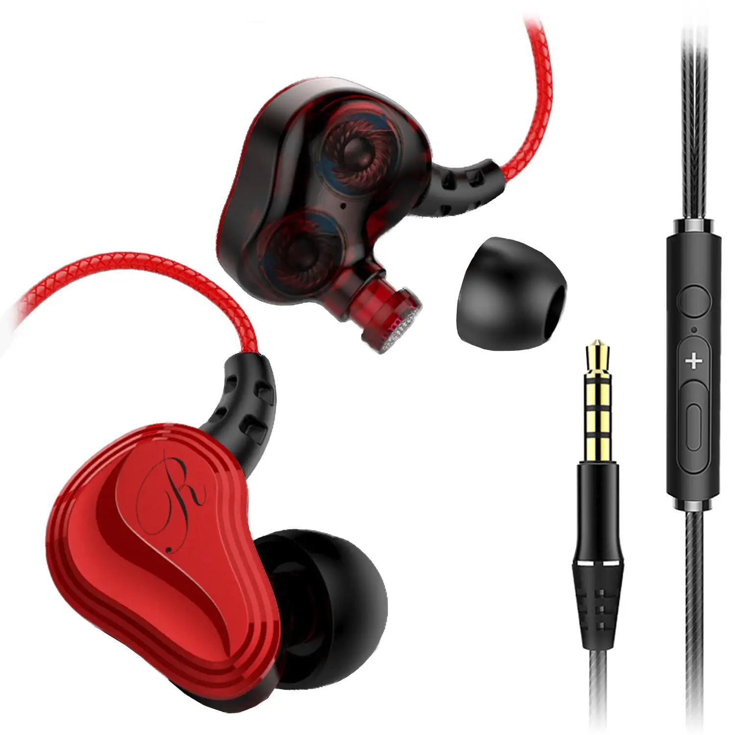 Auriculares in-ear D2000 HiFi con 2 controladores dinámicos. Cable reforzado, micro y control de volumen.