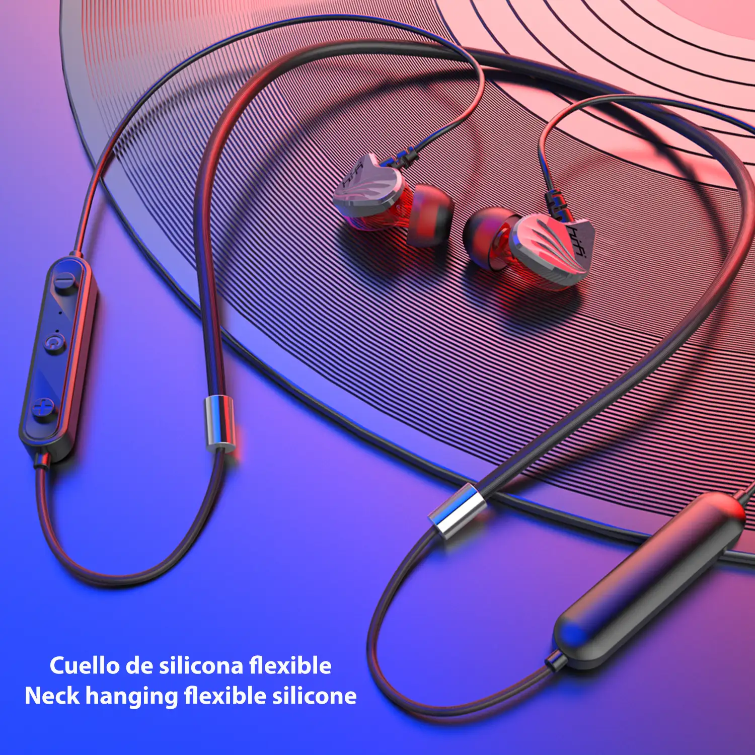 Auriculares in-ear H2000 HiFi Bluetooth 5.0. Batería de 120mAh, cable con control de reproducción y llamadas. Para colgar por detrás del cuello.