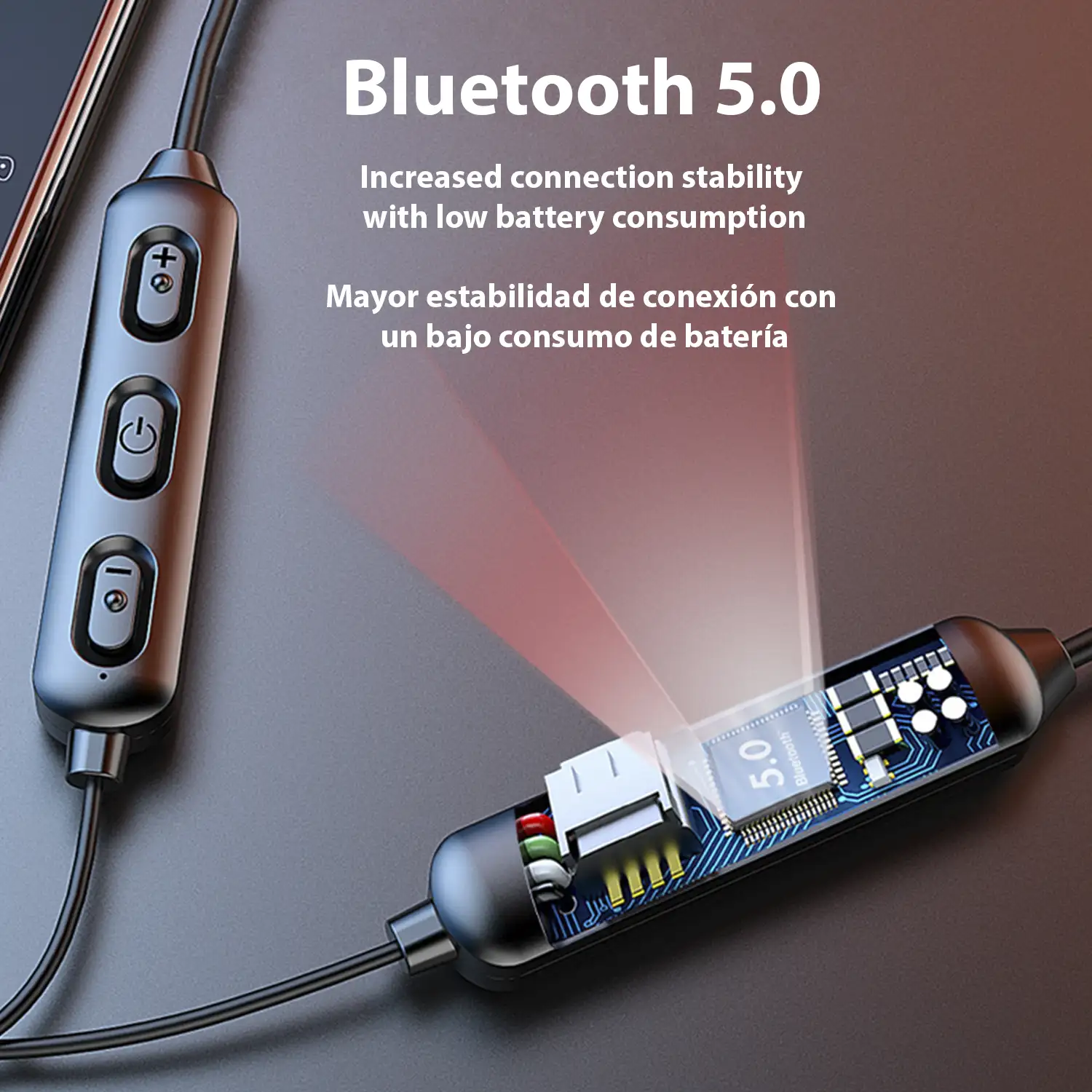 Auriculares in-ear W300 HiFi Bluetooth 5.0. Batería de 120mAh, cable con  control de reproducción y
