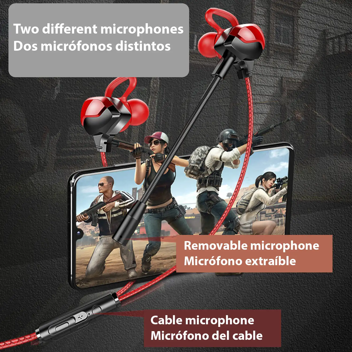 Headset In-Ear G3000. Auriculares con cable especiales gaming con micrófono extraíble. Xbox, PS4, PC, tablet, móvil.