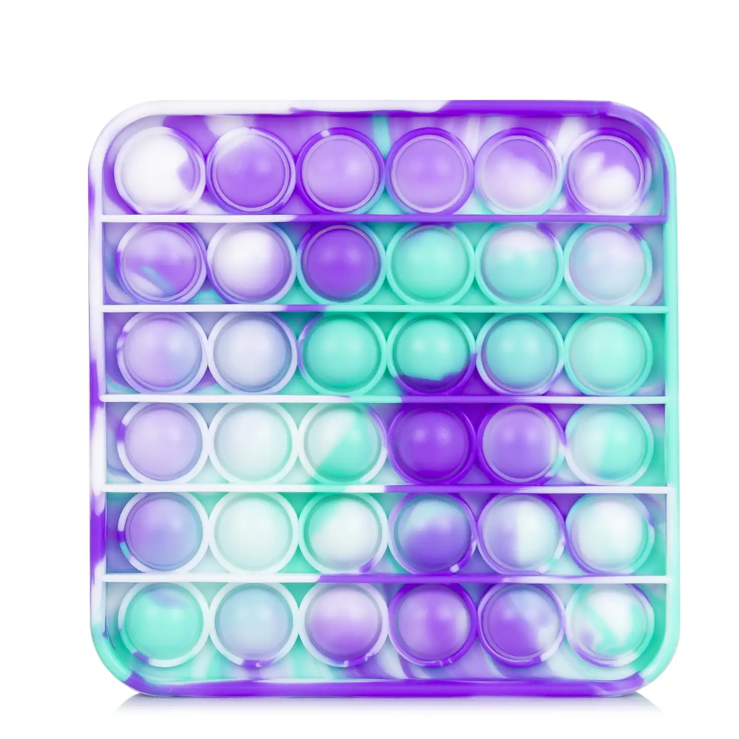 Bubble Pop It juguete sensitivo desestresante, burbujas de silicona para apretar y pulsar. Diseño cuadrado multicolor.