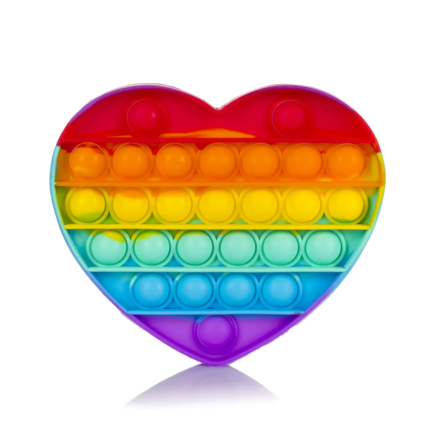 Bubble Pop It juguete sensitivo desestresante, burbujas de silicona para apretar y pulsar. Diseño corazón multicolor.