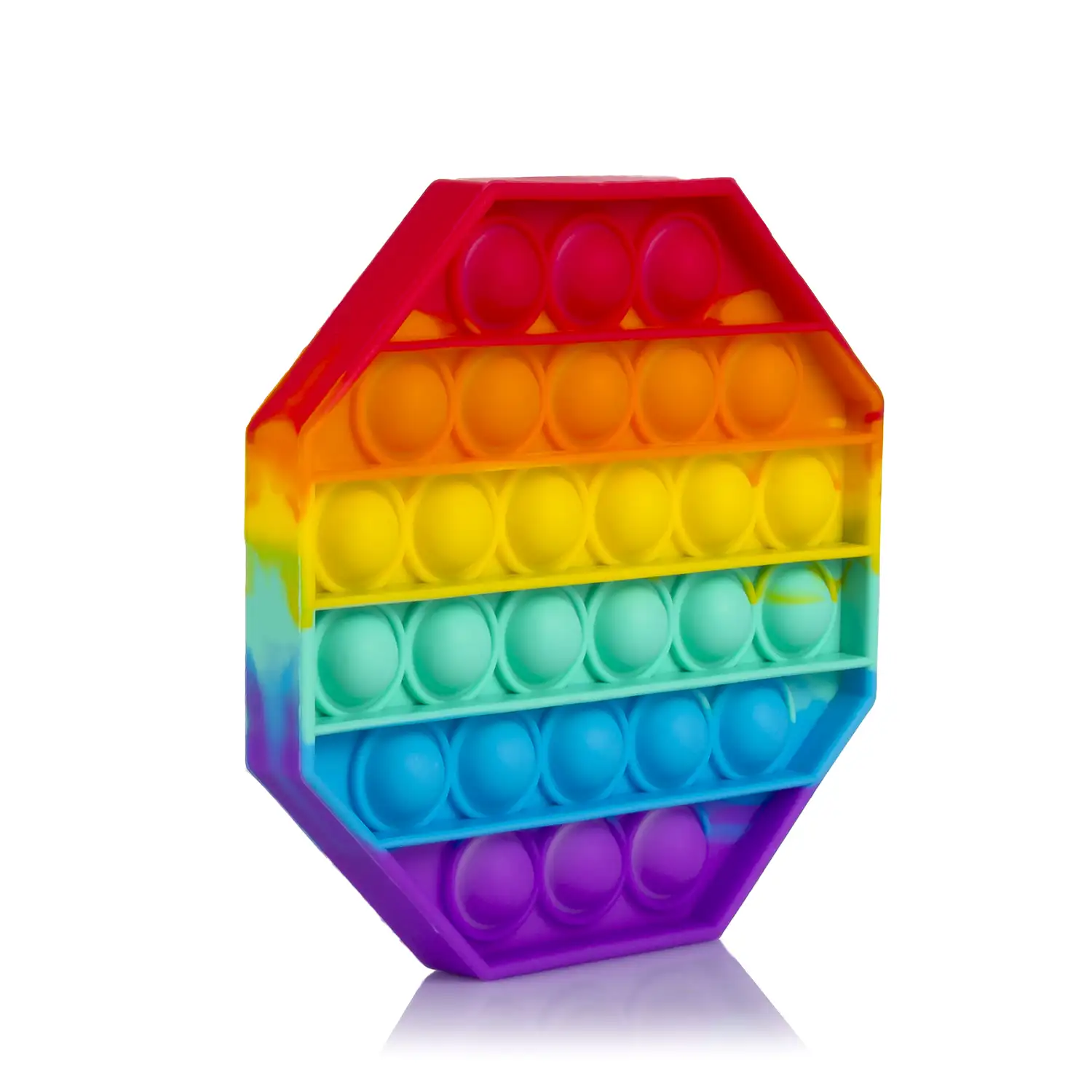 Bubble Pop It juguete sensitivo desestresante, burbujas de silicona para apretar y pulsar. Diseño octogonal multicolor.