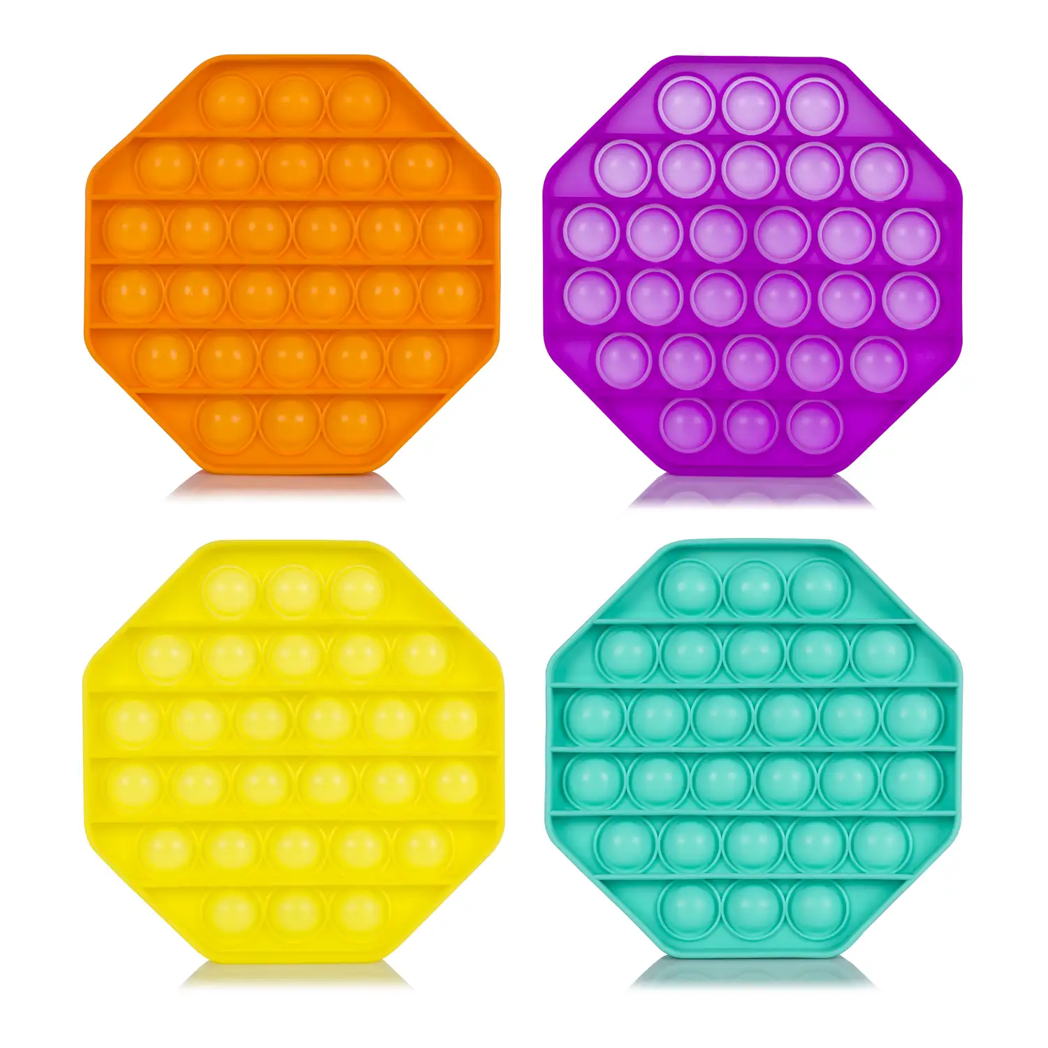 Bubble Pop It juguete sensitivo desestresante, burbujas de silicona para apretar y pulsar. Diseño octogonal. Colores aleatorios.