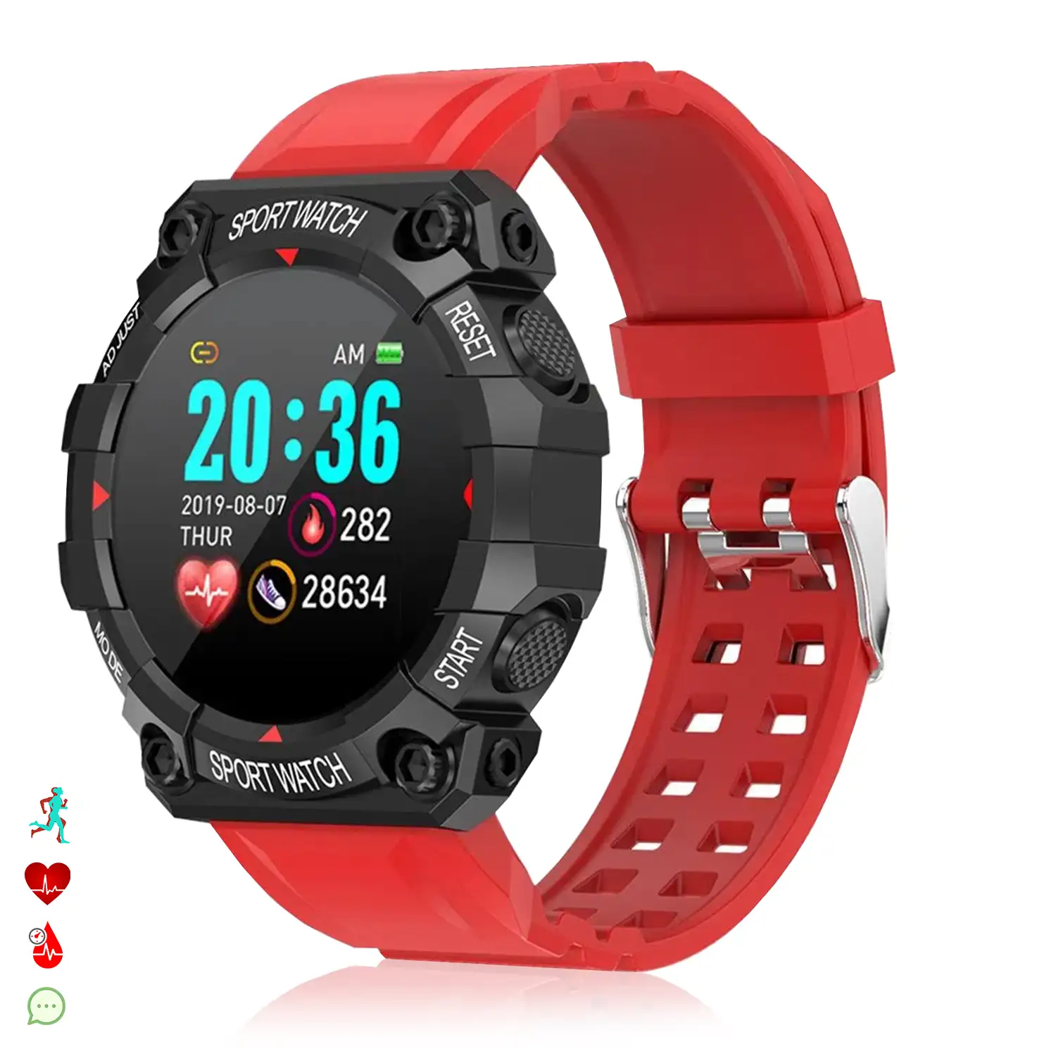 Brazalete inteligente FD68 Bluetooth 4.0 con monitor cardíaco, O2 en sangre y tensión. Modos deportivos.