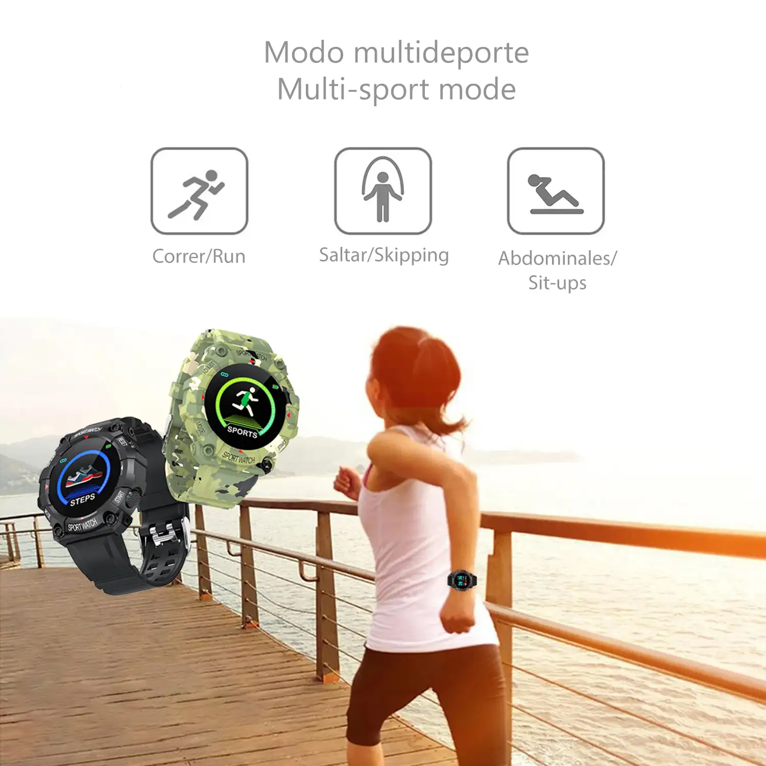 Brazalete inteligente FD68 Bluetooth 4.0 con monitor cardíaco, O2 en sangre y tensión. Modos deportivos.