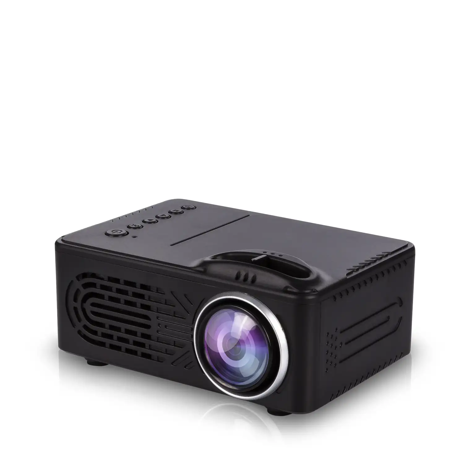 Mini video proyector 814. Soporta HD 1080P. De 25 a 80 pulgadas, contraste 1000:1, altavoz incorporado y mando a distancia.