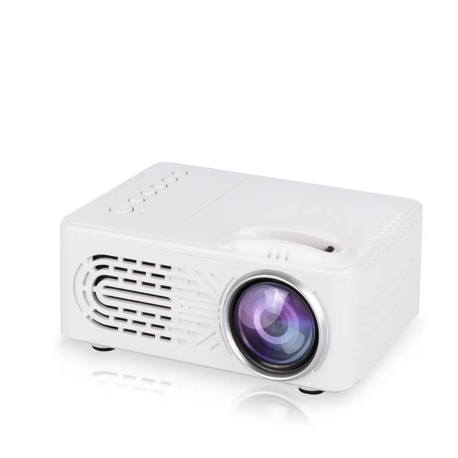 Mini video proyector 814. Soporta HD 1080P. De 25 a 80 pulgadas, contraste 1000:1, altavoz incorporado y mando a distancia.