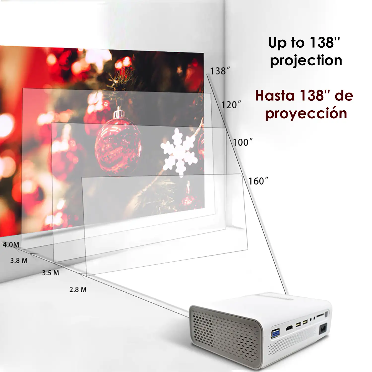 Video proyector YG520. 800x480. De 50 a 130 pulgadas. Incluye mando a distancia.