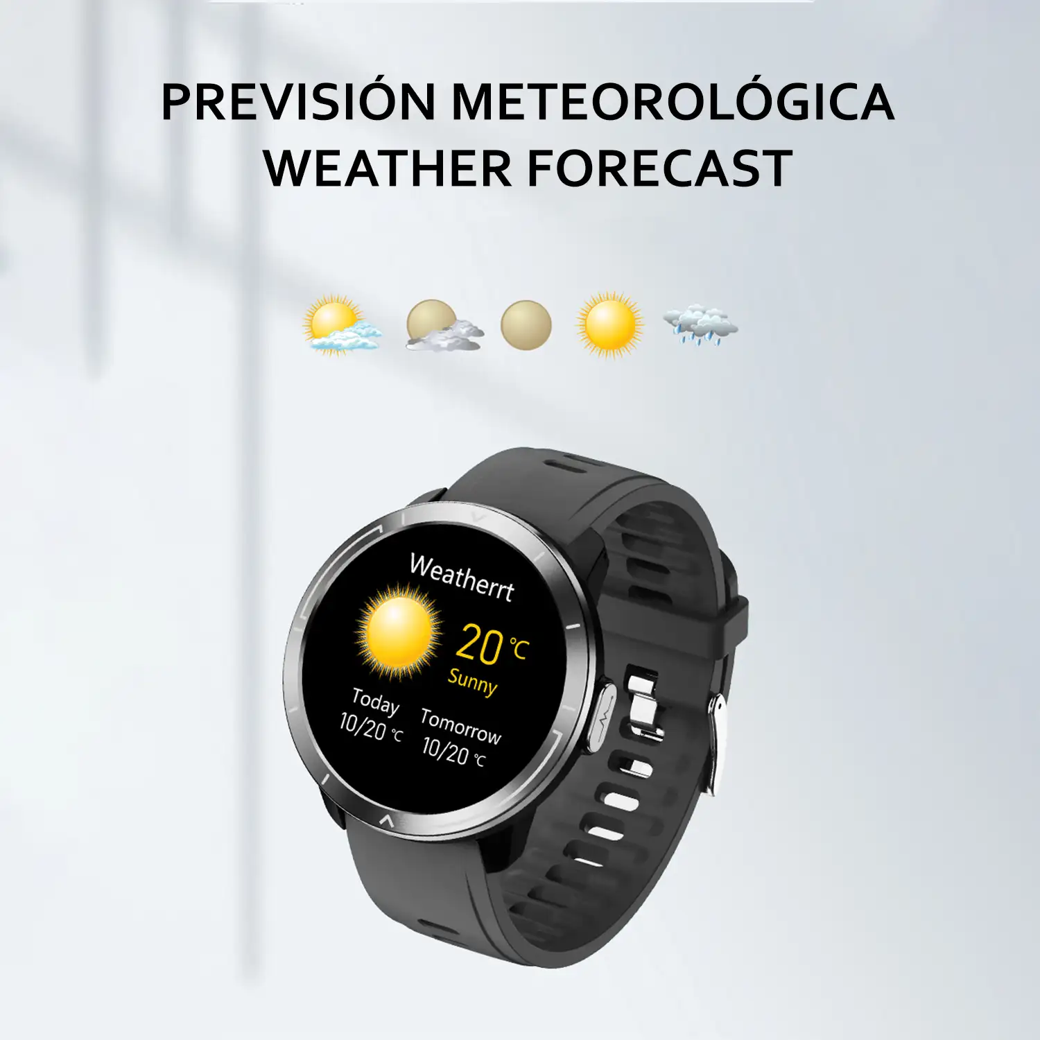 Smartwatch M18 Plus. Pulsera de cuero y silicona. Con termómetro corporal, frecuencia respiratoria, tensión y O2 en sangre. Modo multideportivo.