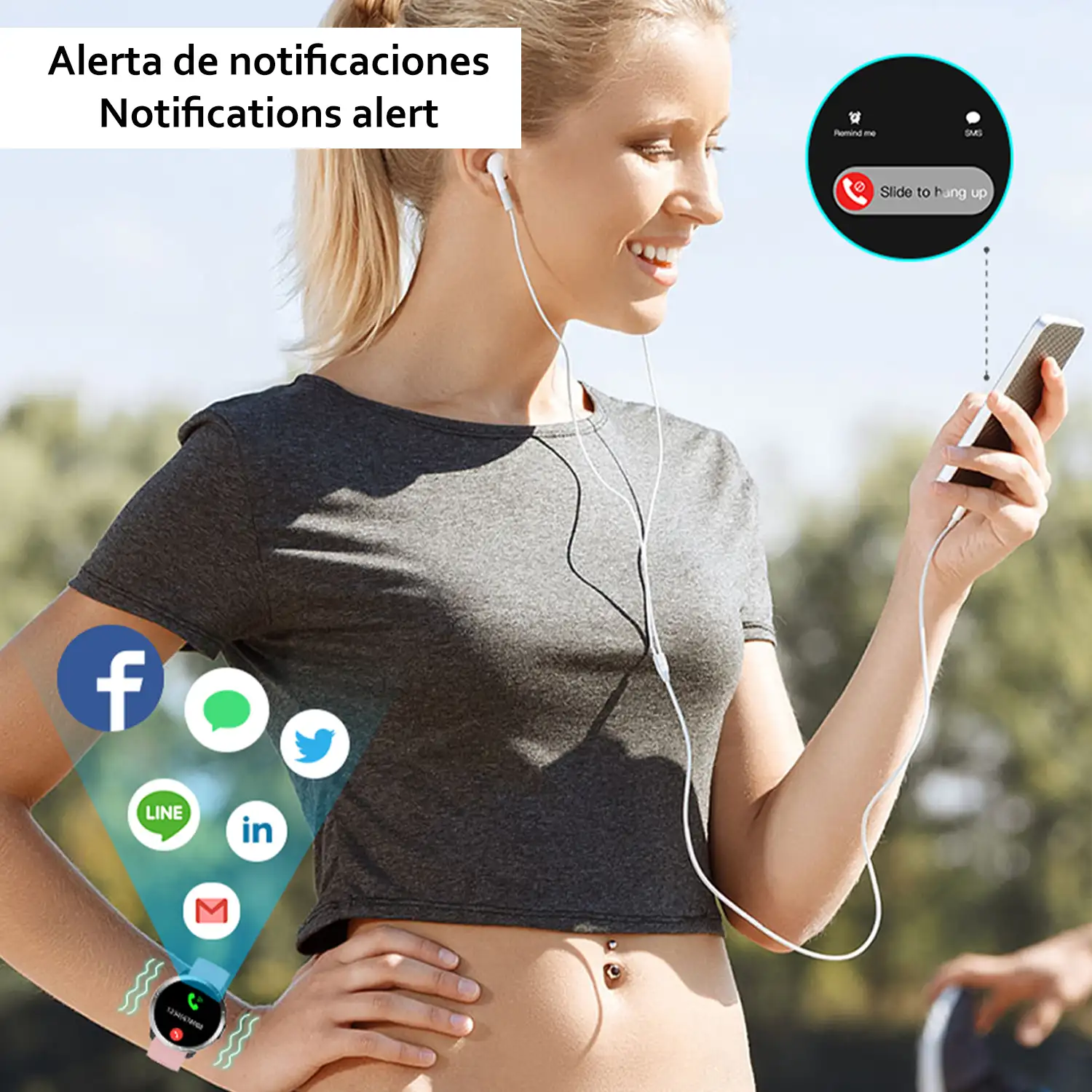 Smartwatch M18 Plus. Pulsera de cuero y silicona. Con termómetro corporal, frecuencia respiratoria, tensión y O2 en sangre. Modo multideportivo.