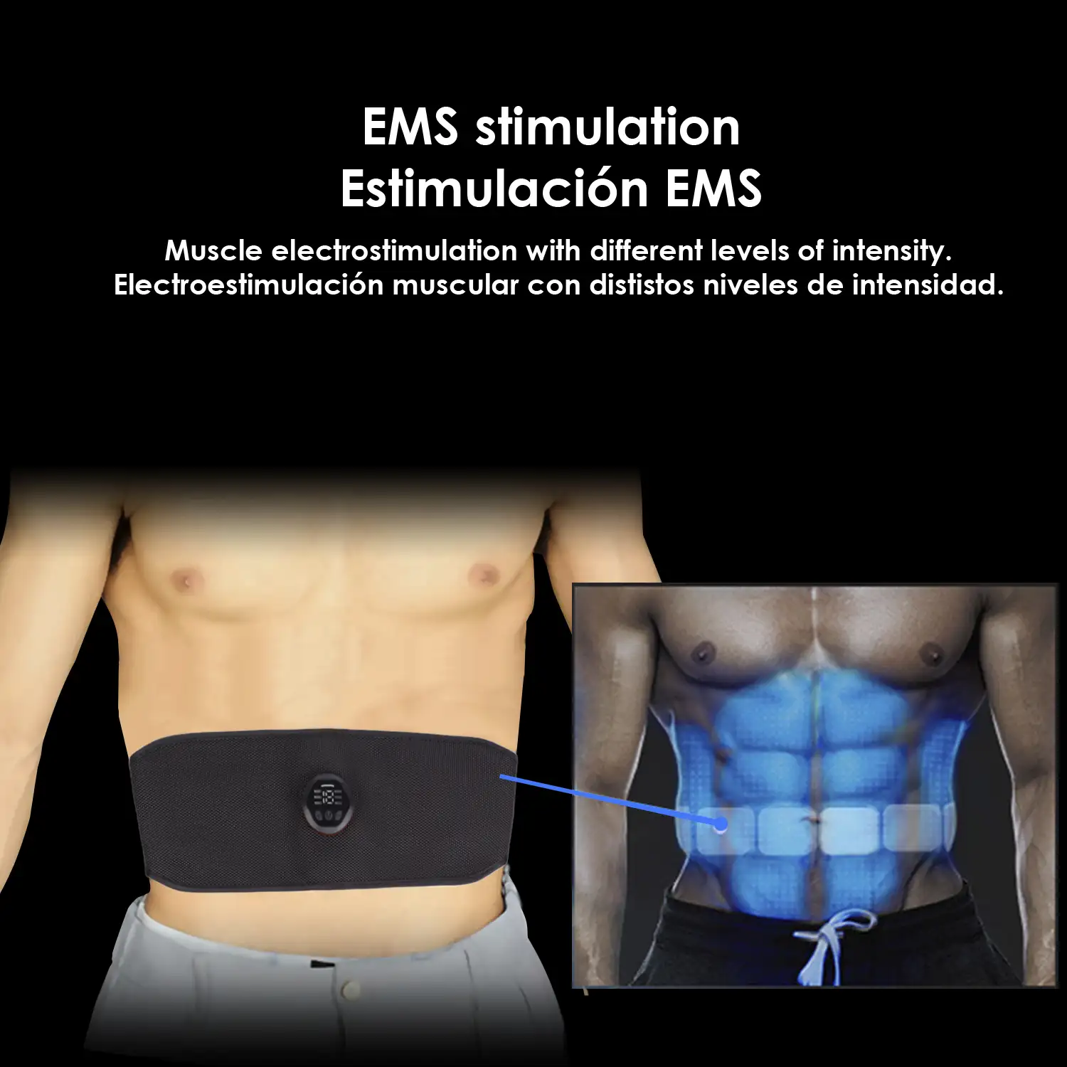 Estimulador eléctrico de cintura y abdomen EMS Smart Fitness. Promueve la circulación sanguínea.