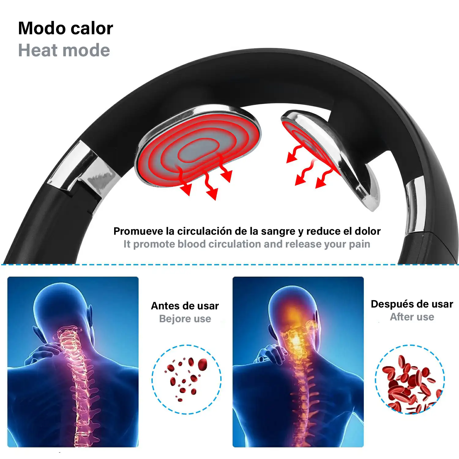 Masajeador de cuello inteligente con auriculares Bluetooth 5.0.