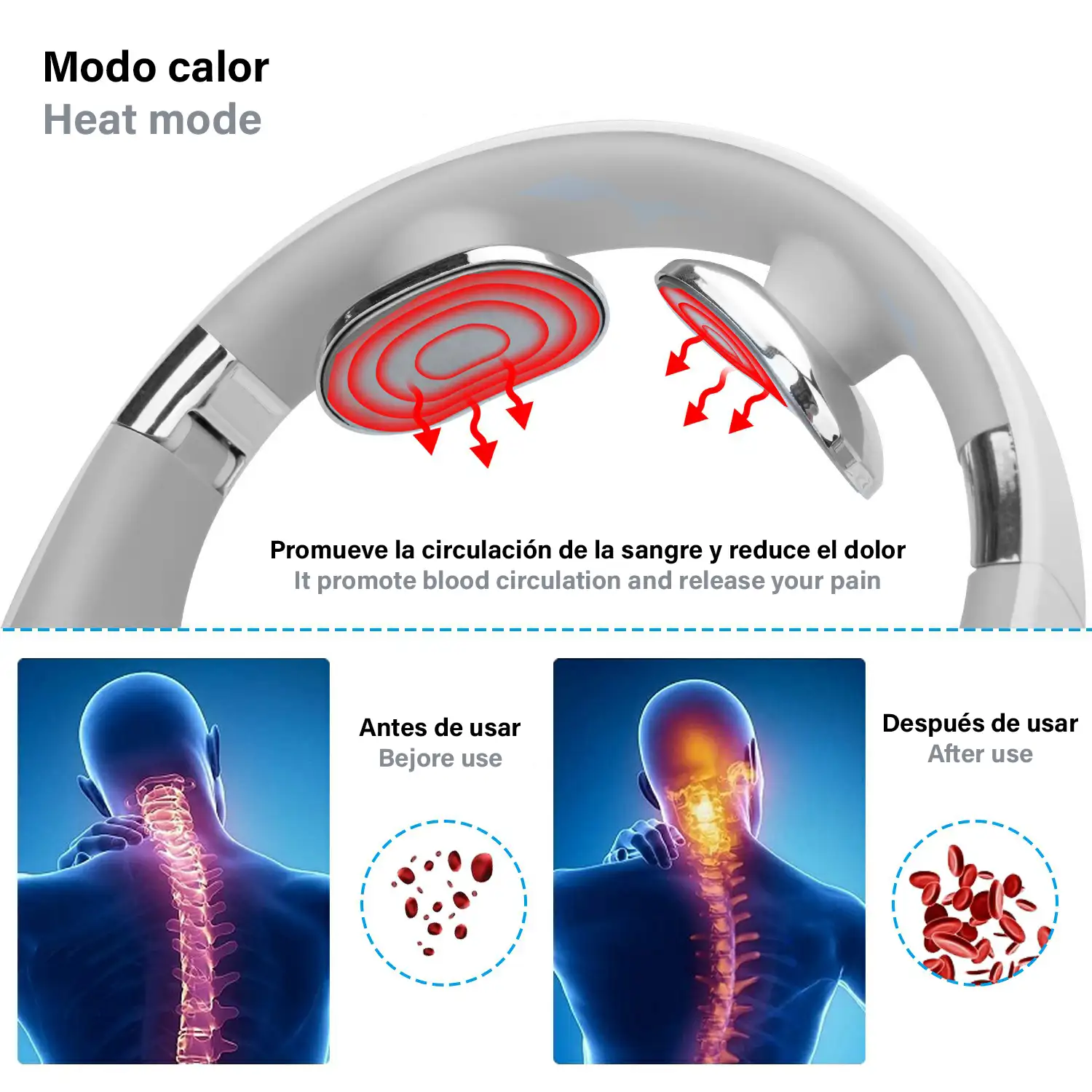 Masajeador de cuello inteligente con auriculares Bluetooth 5.0.