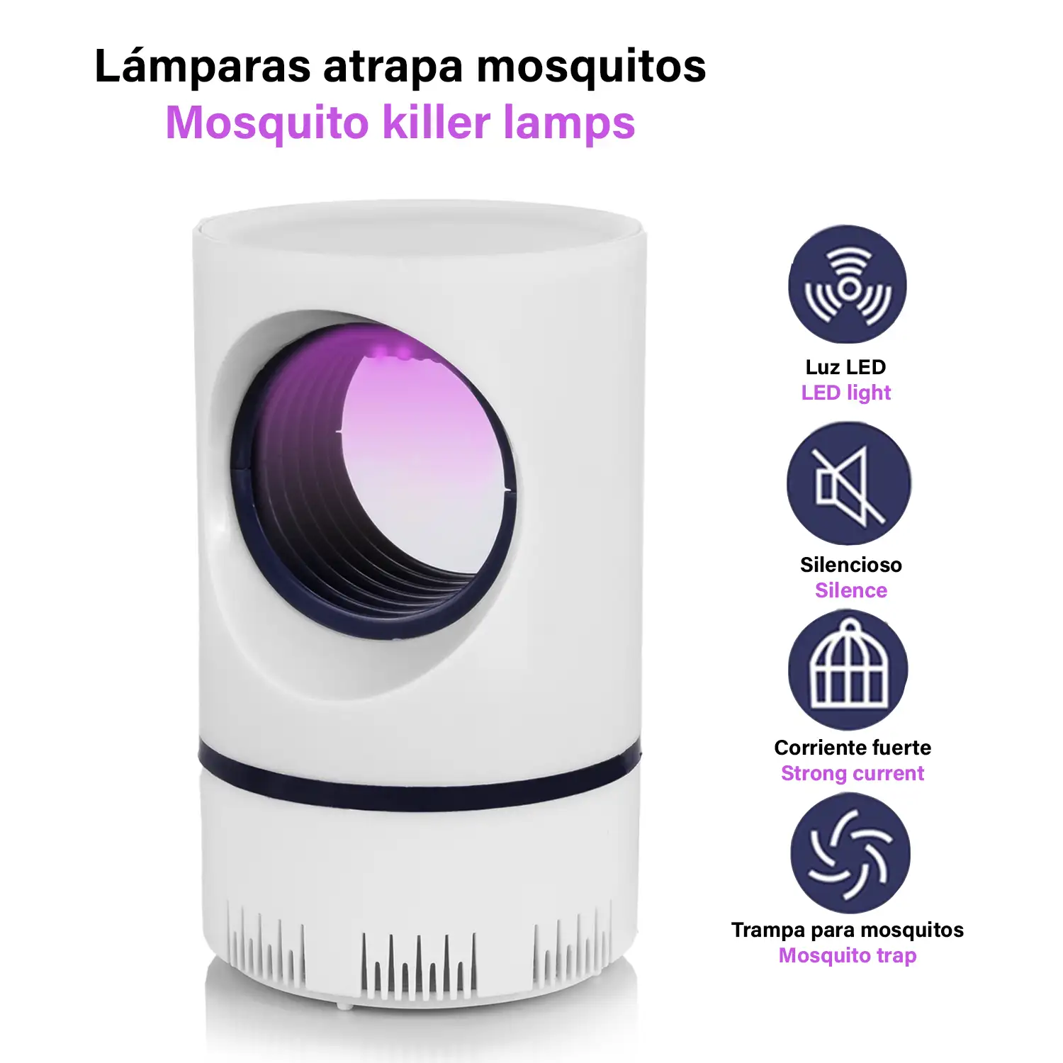 Atrapa mosquitos eléctrico DGS-111, con luz led. Incluye aspirador silencioso y depósito.