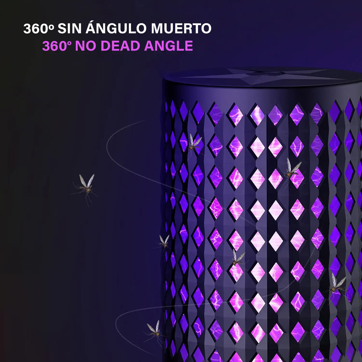 Atrapa mosquitos eléctrico, con luz led. Mata mosquitos por descarga eléctrica. Maya externa de seguridad.