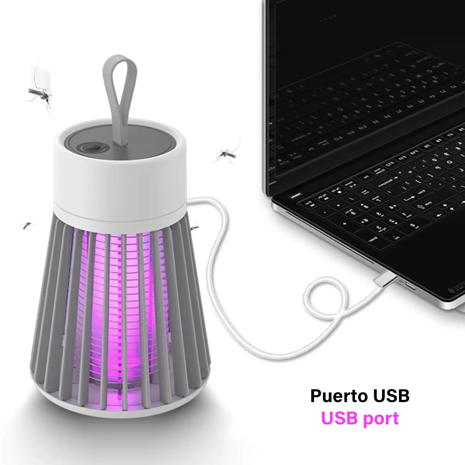 Atrapa mosquitos eléctrico BG-002 portátil con batería. Luz de 365 NM para atrapar mosquitos.