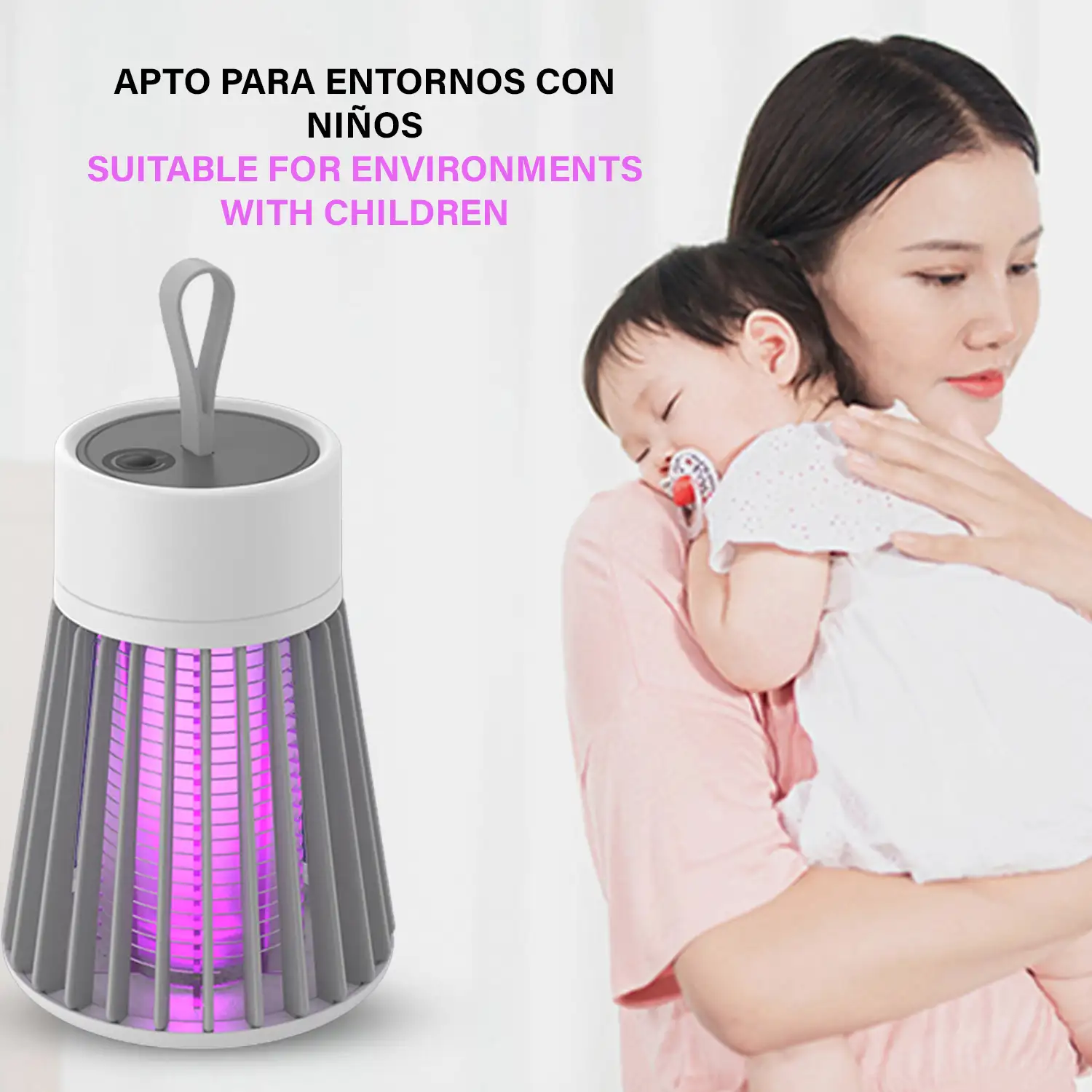 Atrapa mosquitos eléctrico BG-002 portátil con batería. Luz de 365 NM para atrapar mosquitos.