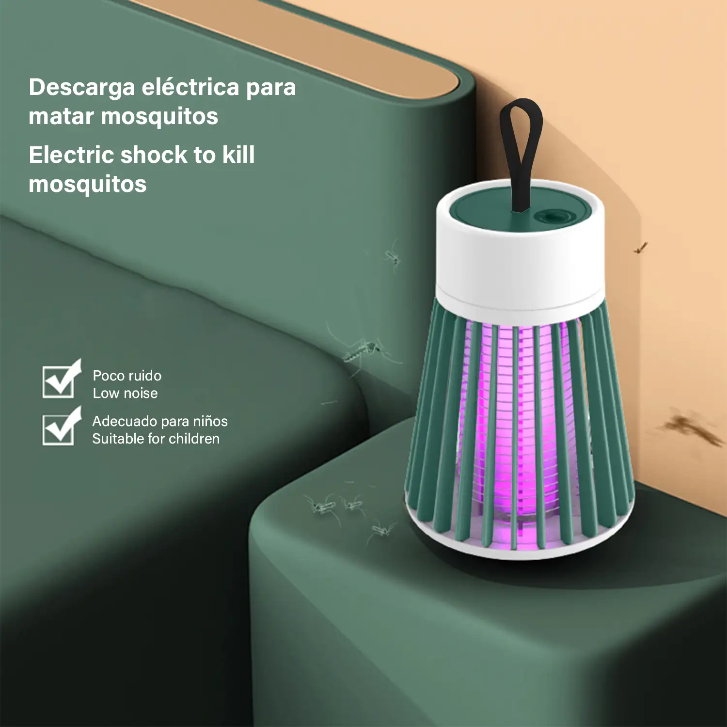 Atrapa mosquitos eléctrico BG-002 portátil con batería. Luz de 365 NM para atrapar mosquitos.