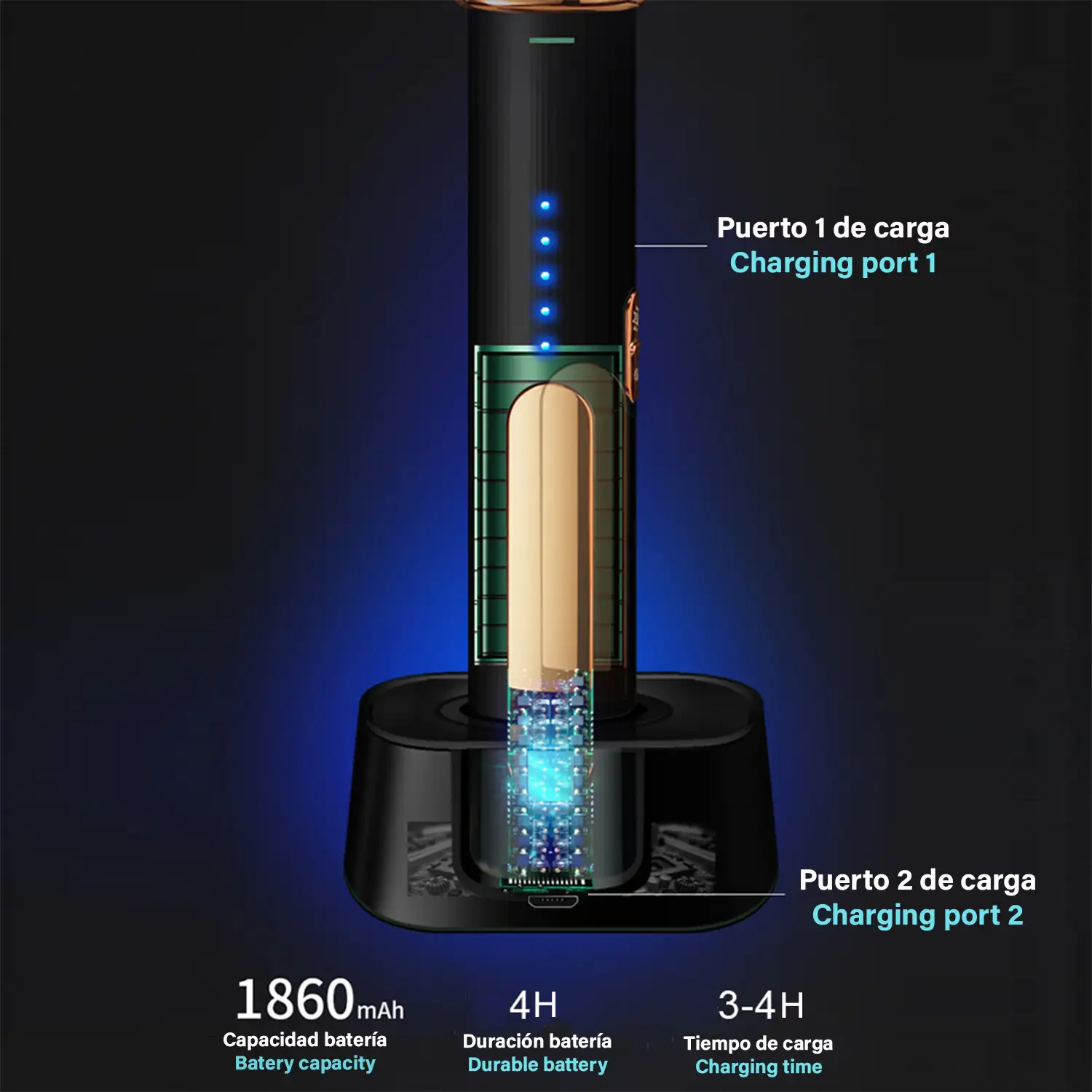 Raqueta eléctrica inteligente mata mosquitos. Batería de litio incorporada. Luz de 360-400 NM. Efectivo contra moscas, mosquitos y polillas.