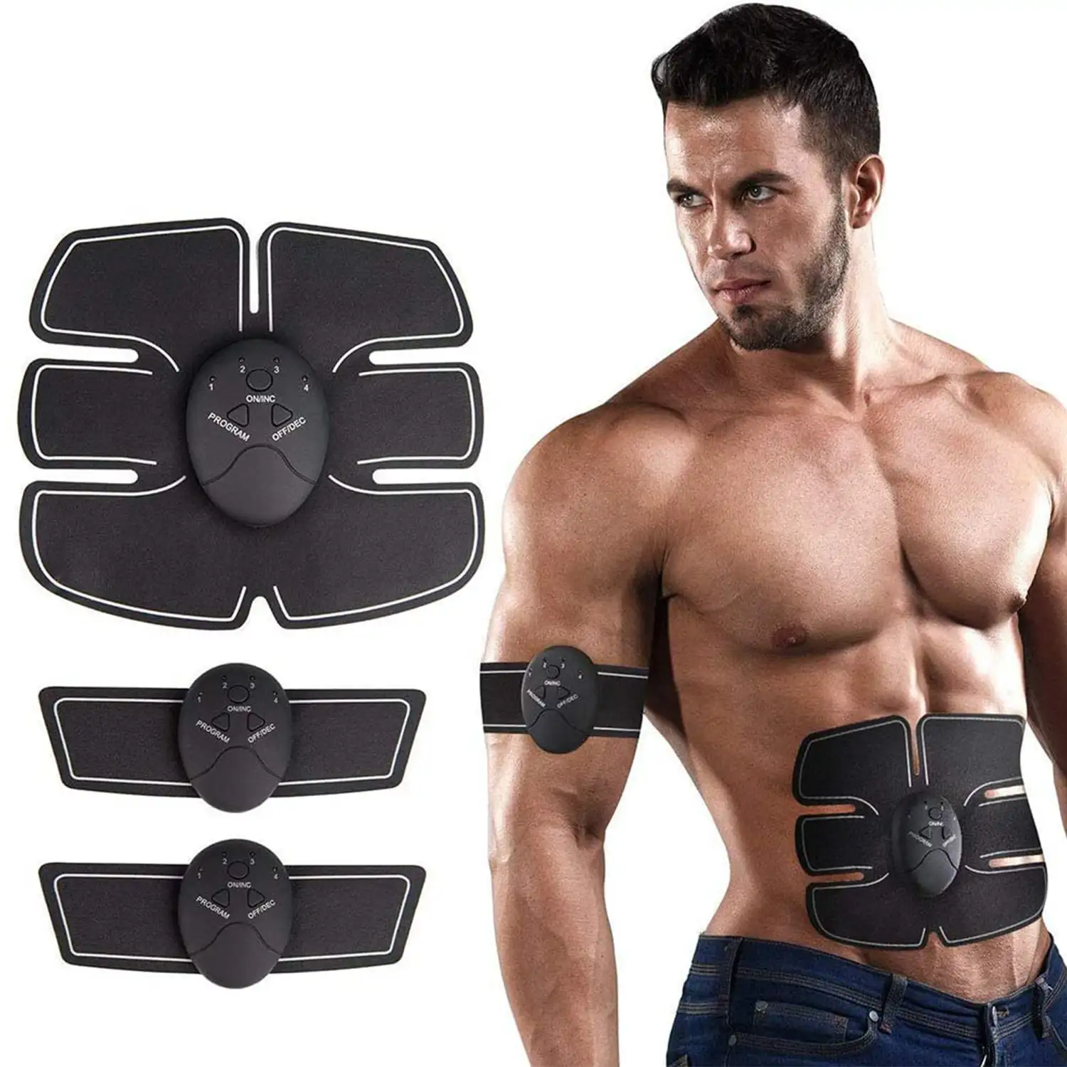 Electroestimulador muscular para abdominales, pierna, brazo. Masajeador  eléctrico cinturón estimulador tonificador, funcionamiento con pilas.