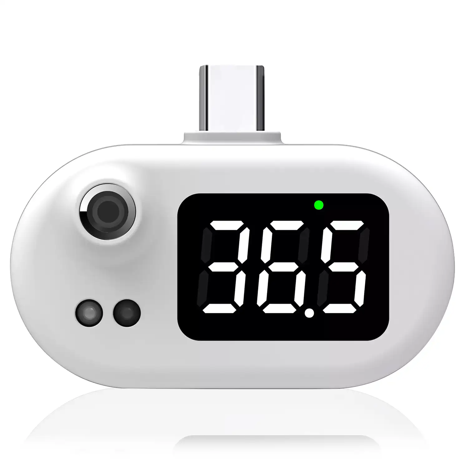 Mini termómetro infrarrojo portátil sin contacto para móvil y tablet con conector USB Tipo C.