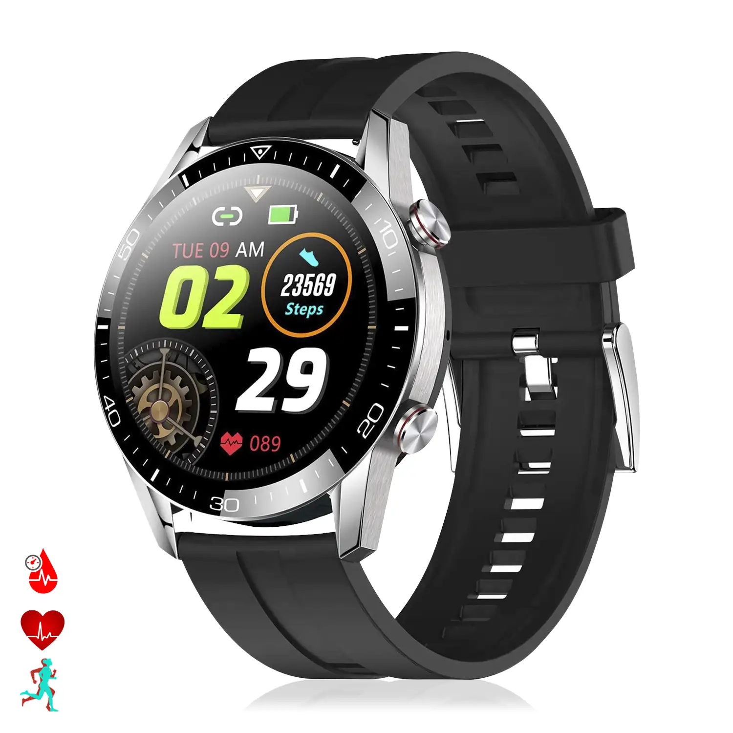 Smartwatch TK28 con monitor cardíaco, tensión y O2 en sangre. Varios modos deportivos.