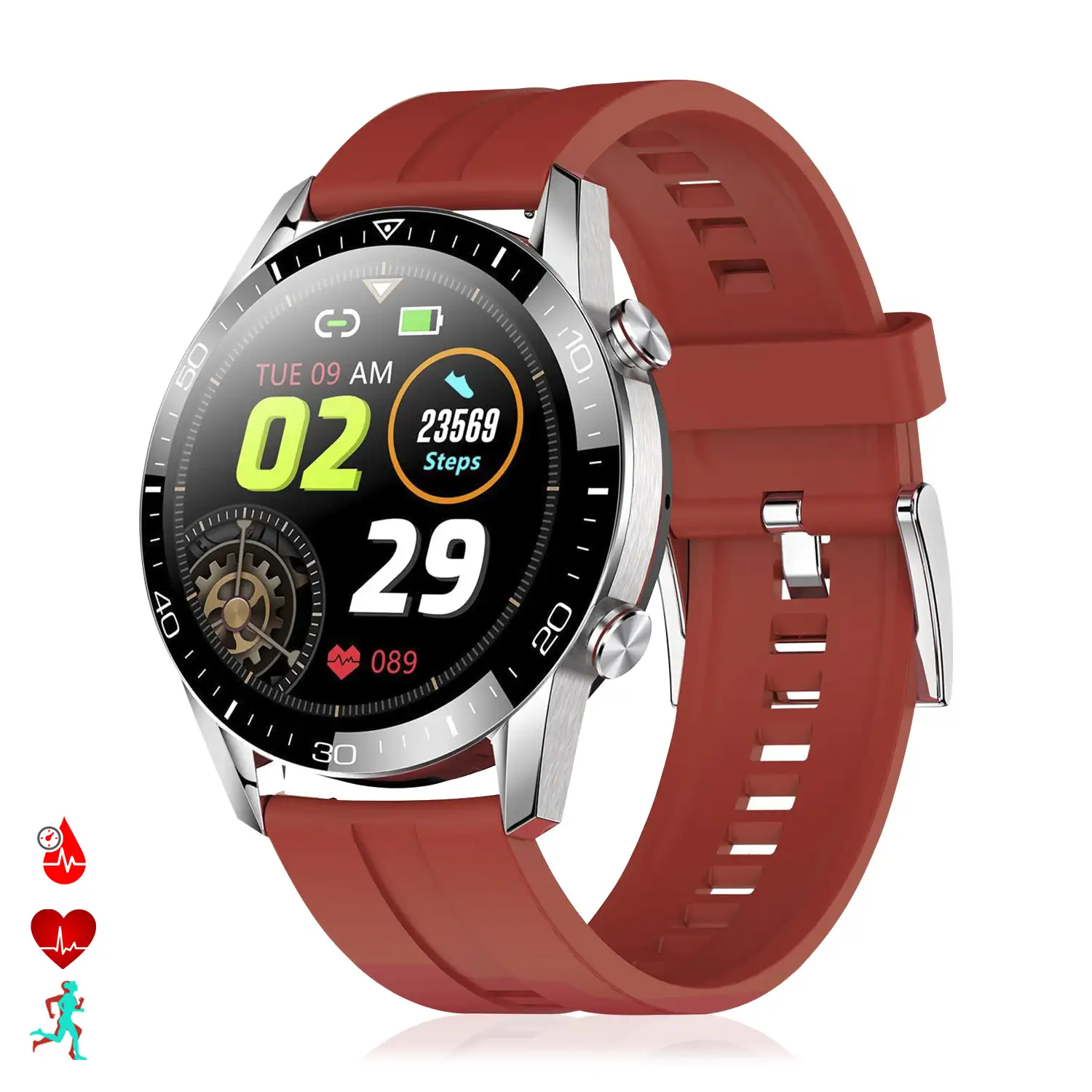 Smartwatch TK28 con monitor cardíaco, tensión y O2 en sangre. Varios modos deportivos.