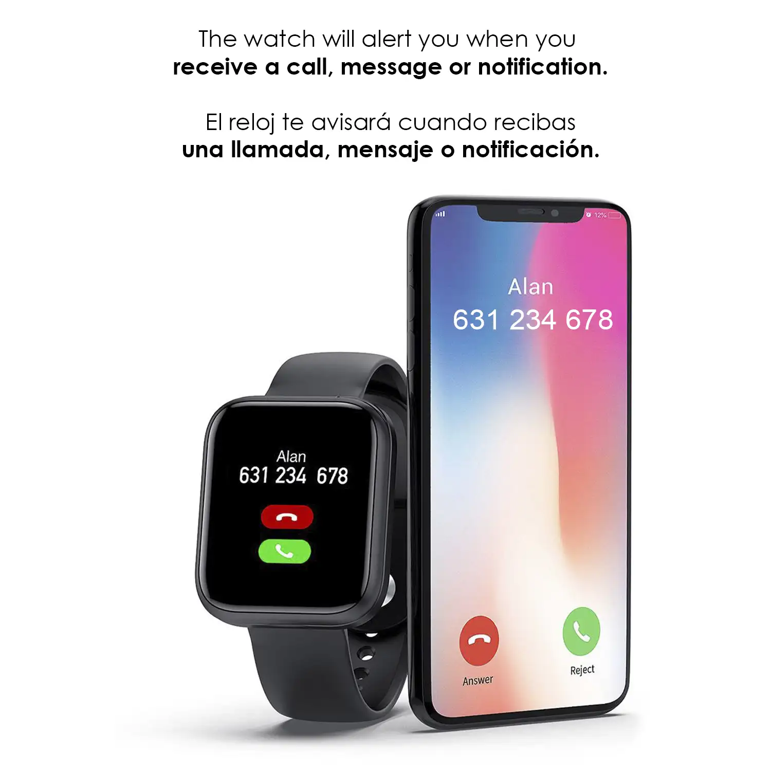 Brazalete inteligente X5 con auriculares Bluetooth TWS integrados, termómetro y monitor cardíaco.