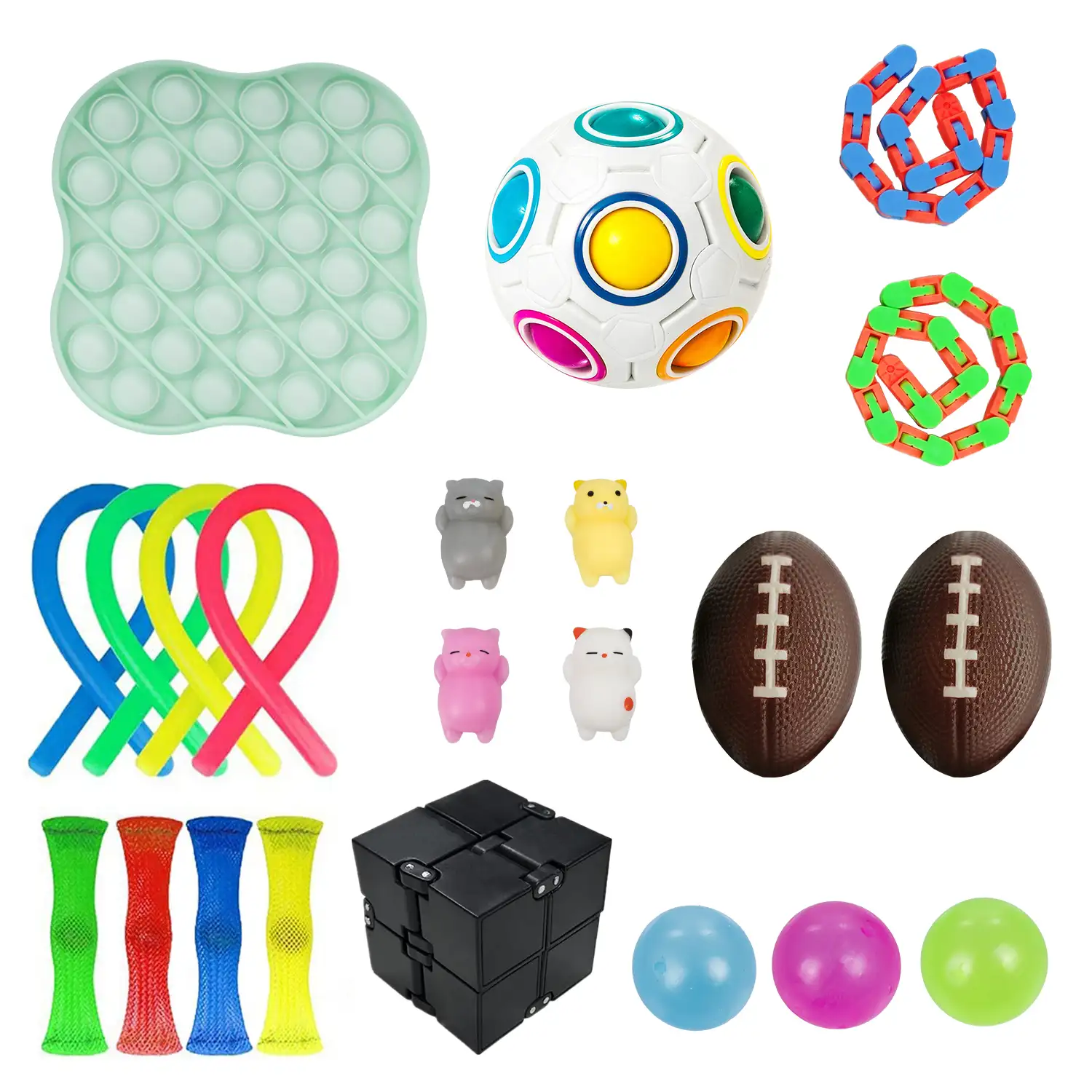 Pack de Fidget Toys anti estrés. Juguetes y accesorios variados.