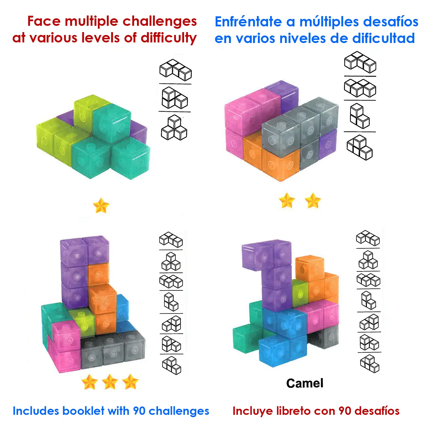 Cubo Magnético 3D Twist. Puzzle 3 desafios varios niveles de dificultad. piezas