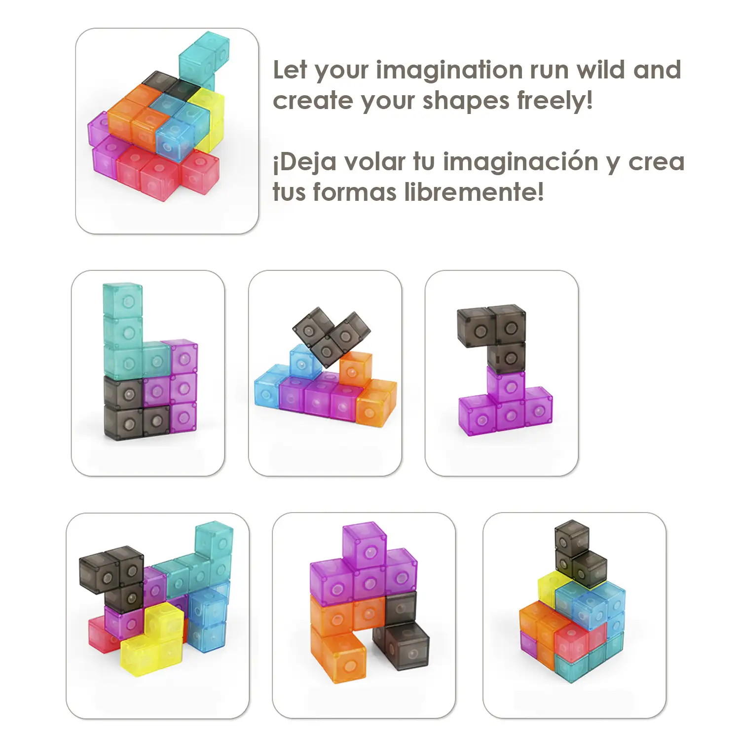 Cubo Magnético 3D Twist. Puzzle 3 desafios varios niveles de dificultad. piezas